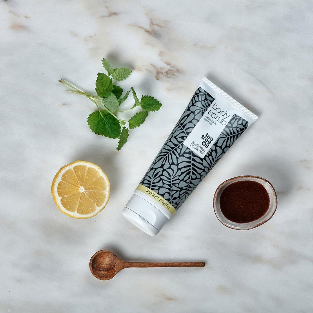 3 Body Scrub — pakketilbud - Pakketilbud med 3 body scrubs (200 ml): Tea Tree Oil, Lemon Myrtle og Mint