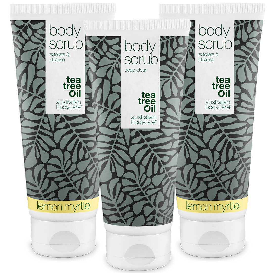 3 Body Scrub — pakketilbud - Pakketilbud med 3 body scrubs (200 ml): Tea Tree Oil, Lemon Myrtle og Mint