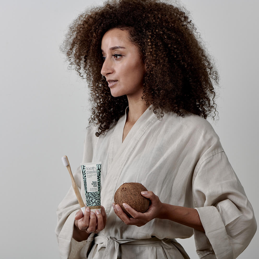 3 stk. Tea Tree Oil Tandpasta Kokos & Zink - Til daglig pleje ved paradentose, svamp og tandkødsbetændelse
