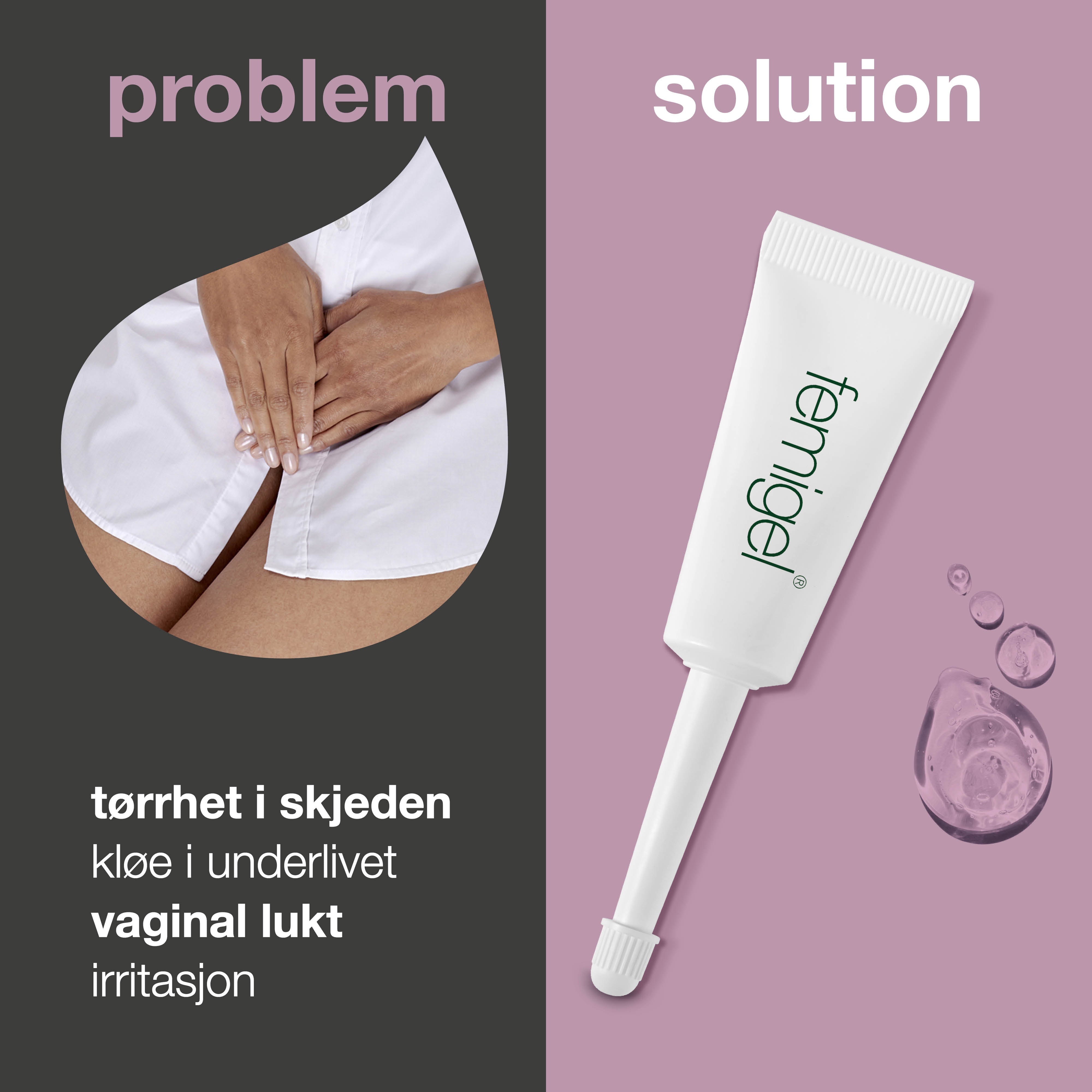 Femigel til intim tørhed, kløe, svie og uønsket lugt — Intimgel mod intimt ubehag og irritation