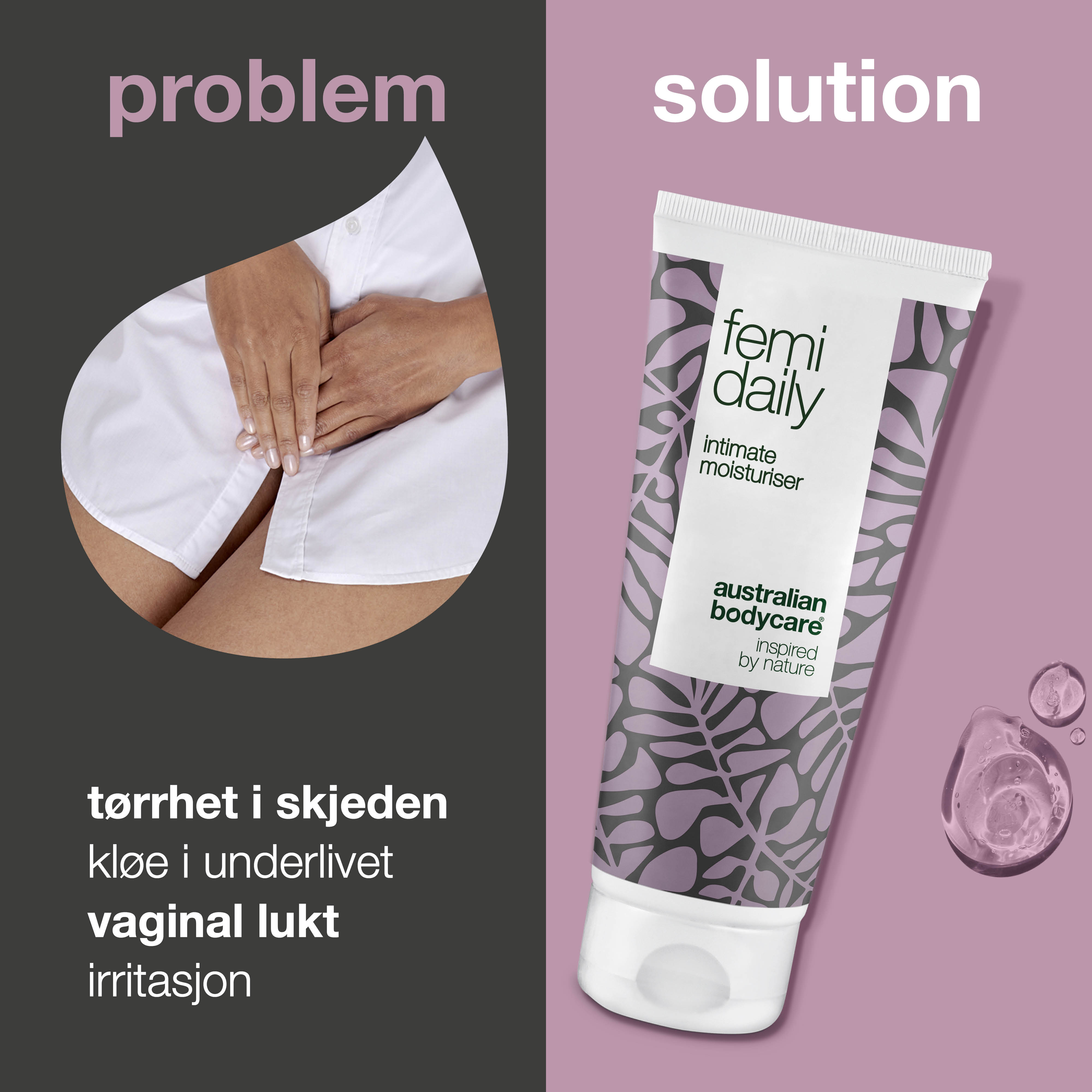 Femi Daily intim gel mod kløe, lugt og tørhed — Intimgel til daglig pleje af intimproblemer