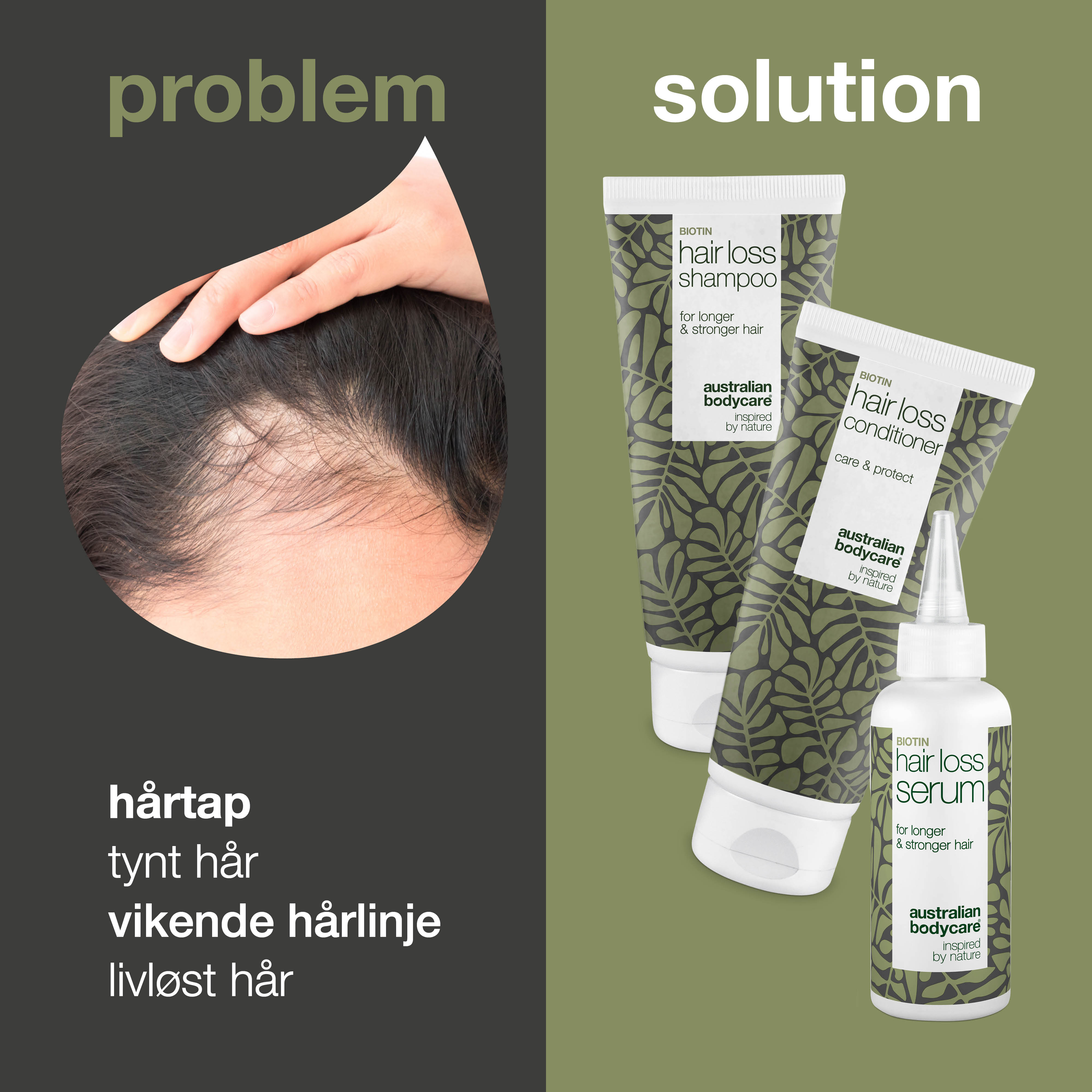 Hårtabspakke med Biotin og Capilia Longa — 3 produkter til tyndt hår, fint hår og ved hårtab