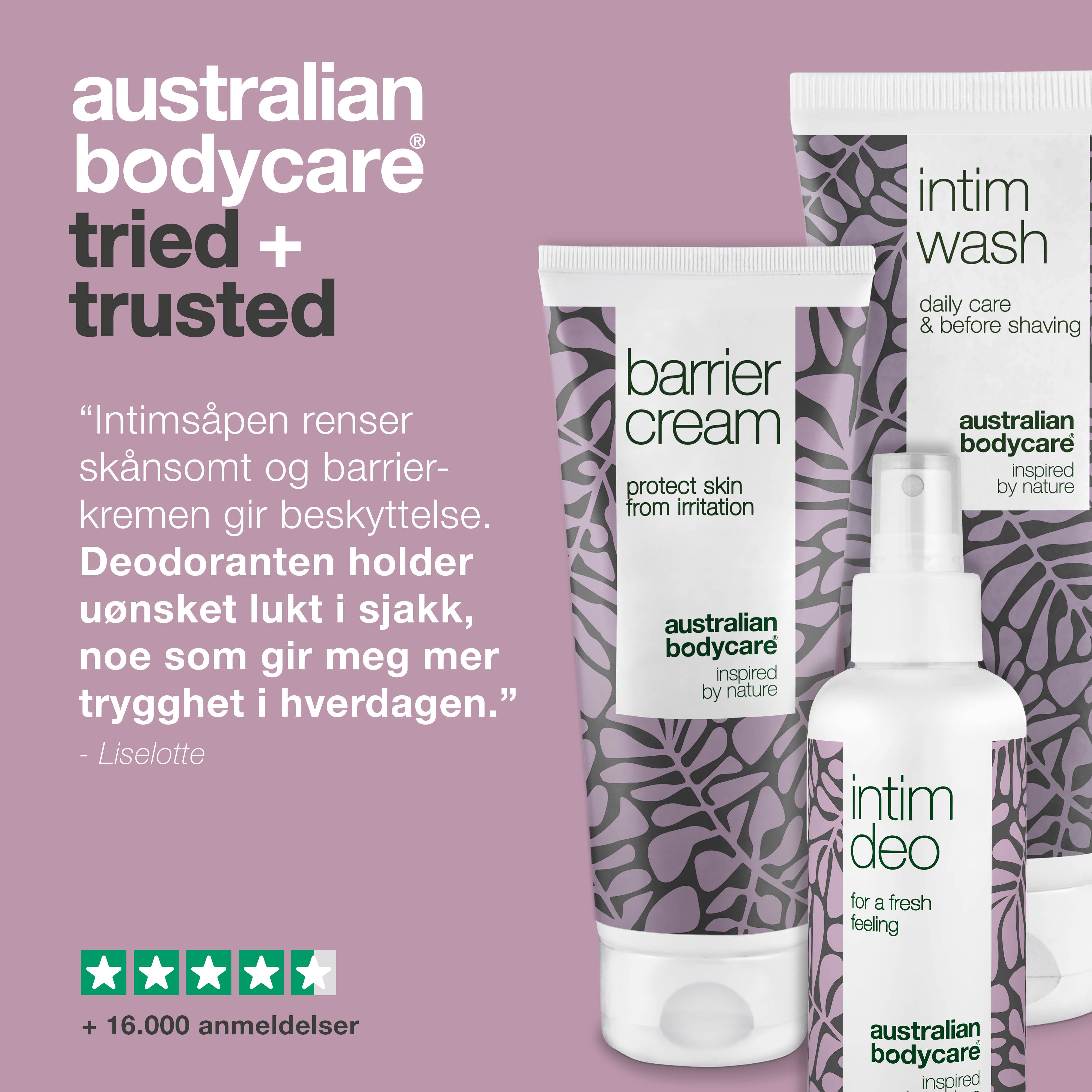 Pakke til pleje ved inkontinens — 3 produkter til at minimere lugt fra underlivet ved inkontinens