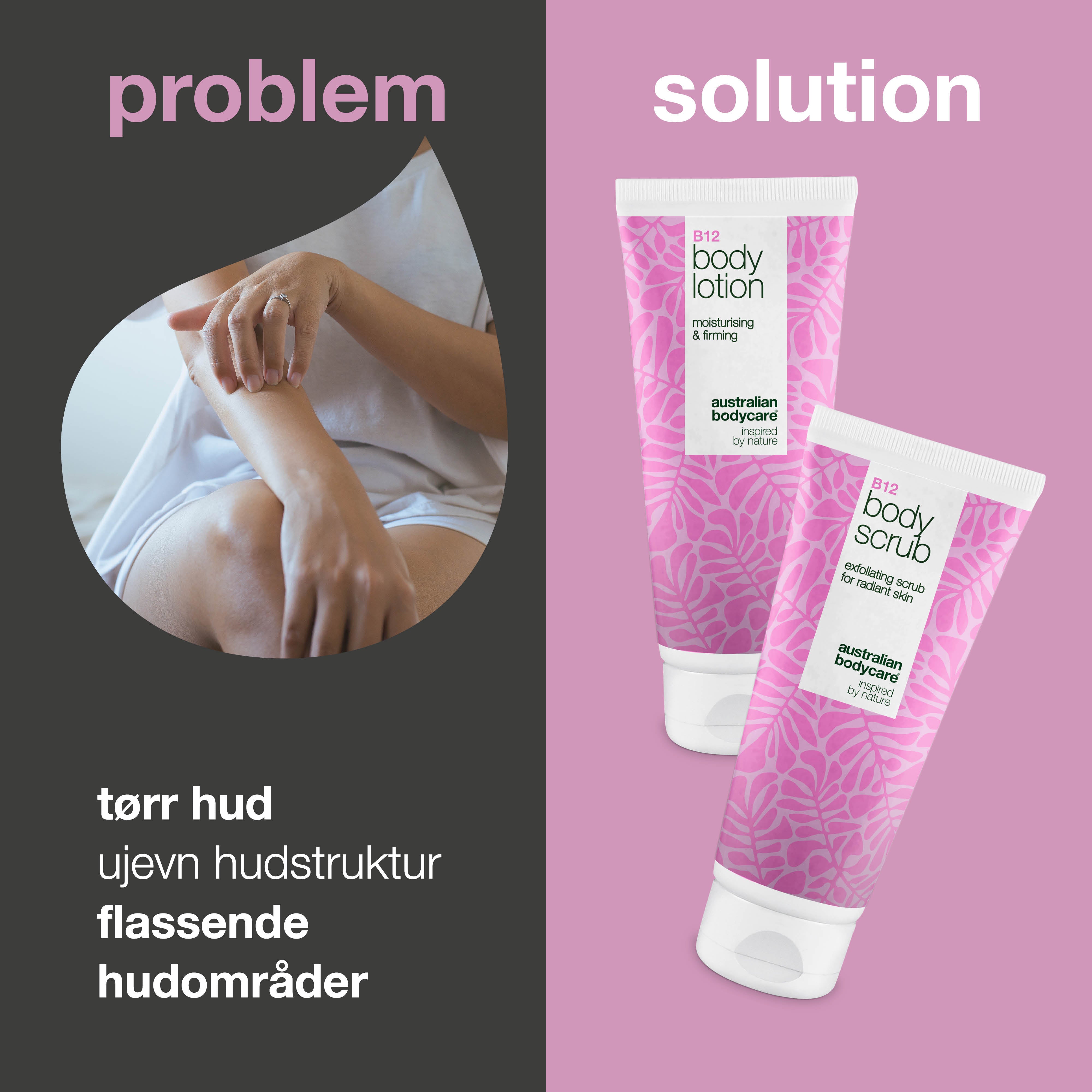 B12 hudpleiesett for tørr hud – Eksfoliering & dyptvirkende fuktpleie — Fuktighetsgivende B12 Body Scrub & Lotion for tørr og sensitiv hud.