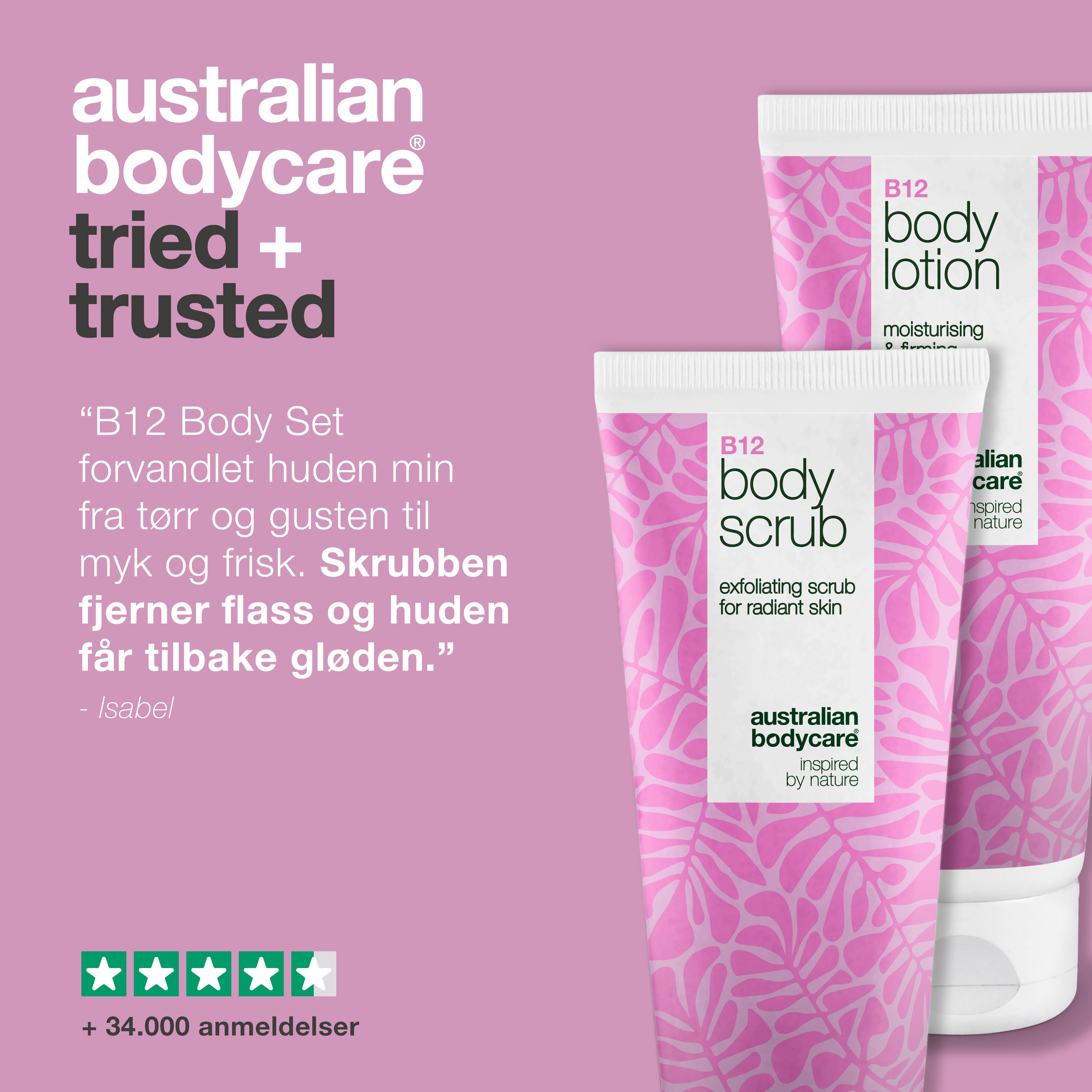 B12 hudpleiesett for tørr hud – Eksfoliering & dyptvirkende fuktpleie — Fuktighetsgivende B12 Body Scrub & Lotion for tørr og sensitiv hud.