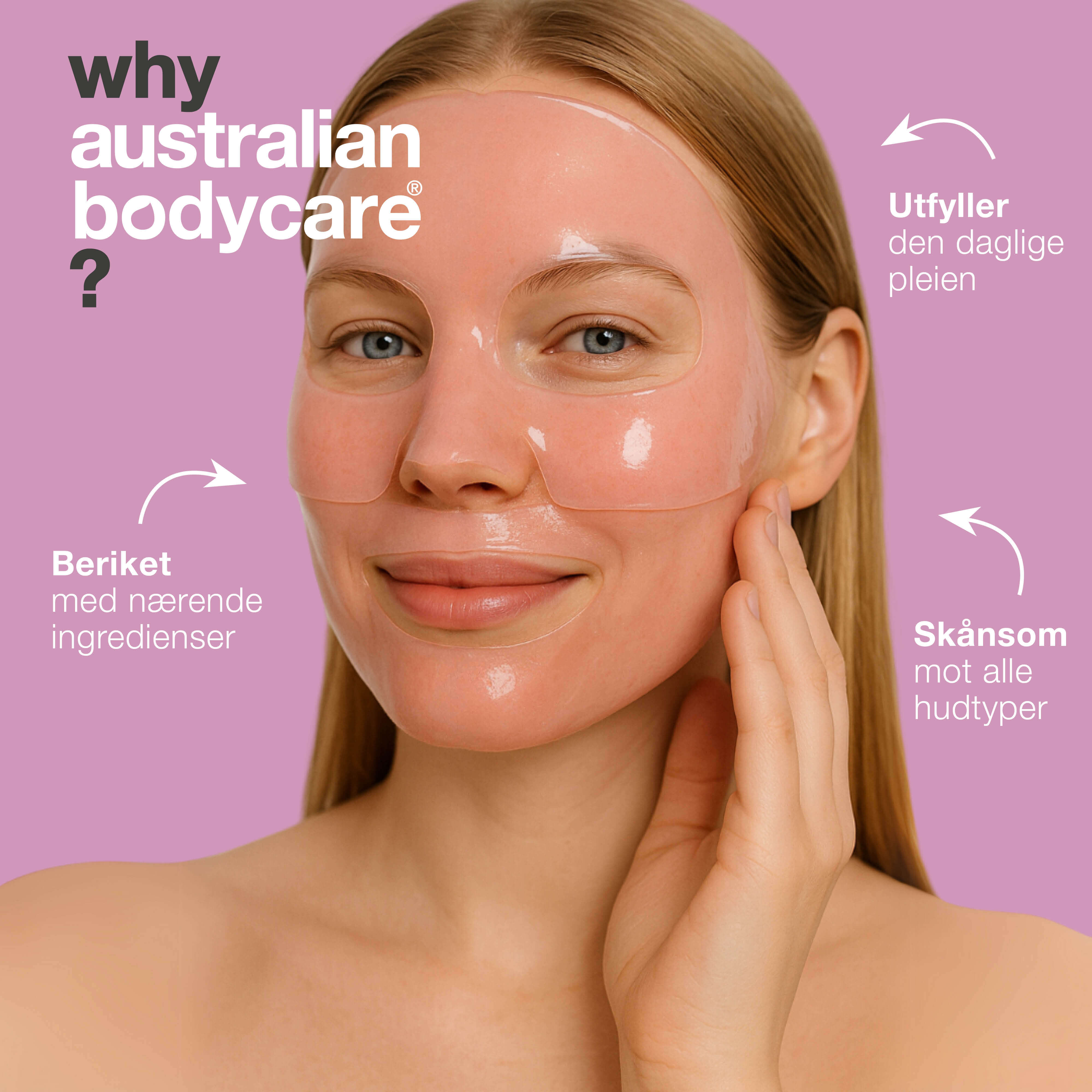 Vitamin B12 Kollagenmaske for tørr og livløs hud — Vitamin B12 Kollagenmaske for tørr og gusten hud. Med B12, niacinamid, peptider, kollagen og hyaluronsyre for glød og fukt.