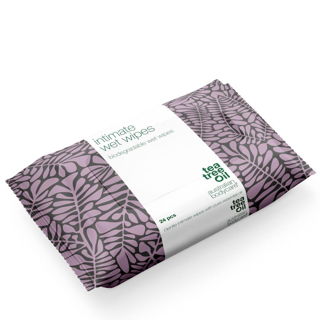 Intimservietter med tea tree olje (24 stk.) - for daglig intimpleie mot uønsket lukt, kløe og tørrhet