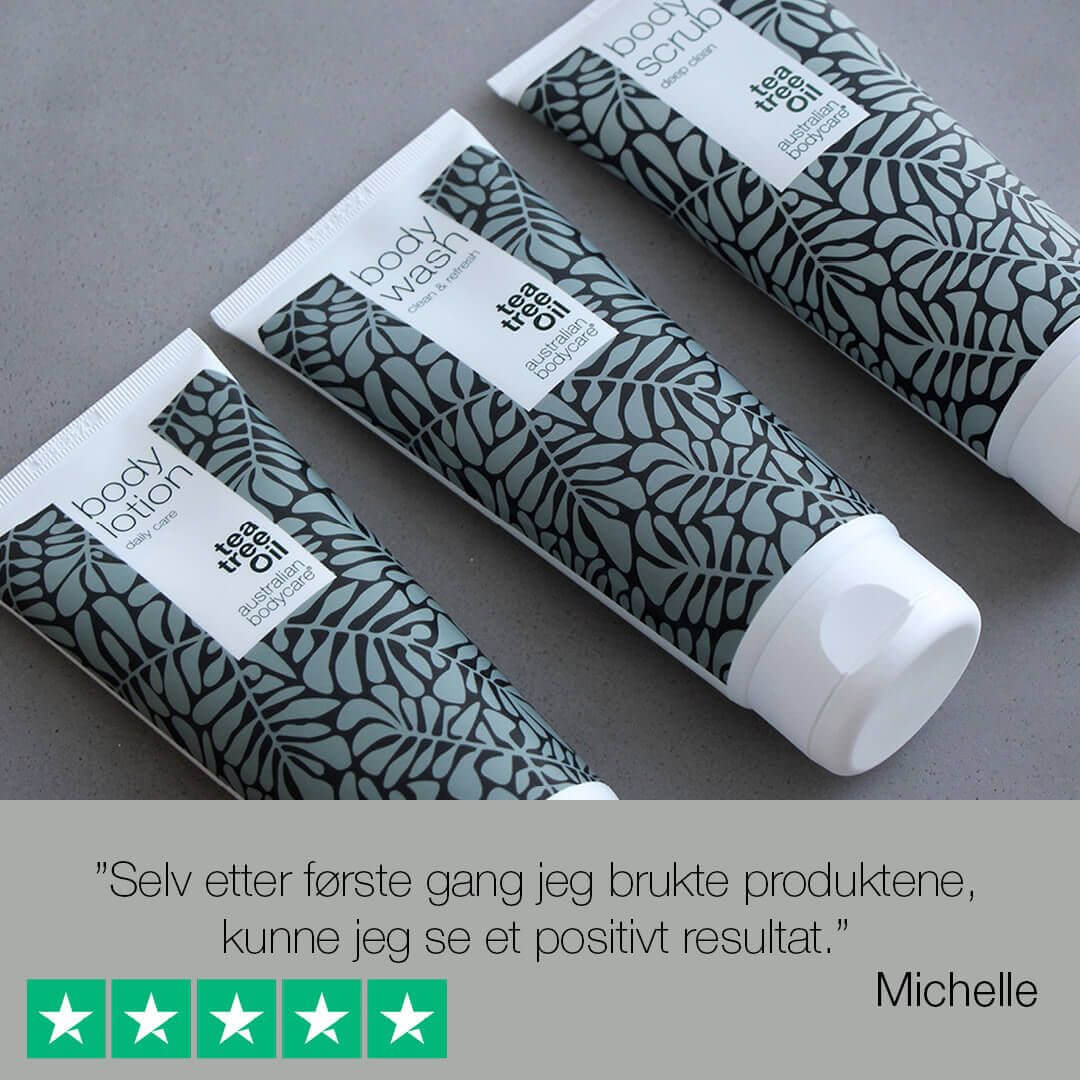 3–pack til overproduksjon av talg- renser, eksfolierer og fukter huden på kroppen