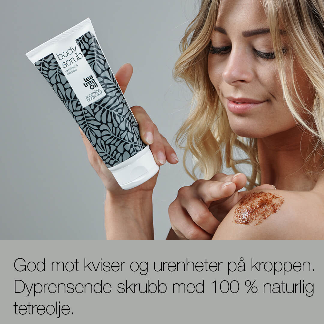 Body Scrub Tea Tree Oil - Dyprensende kroppskrubb & intim peeling med 100 % naturlig tetreolje