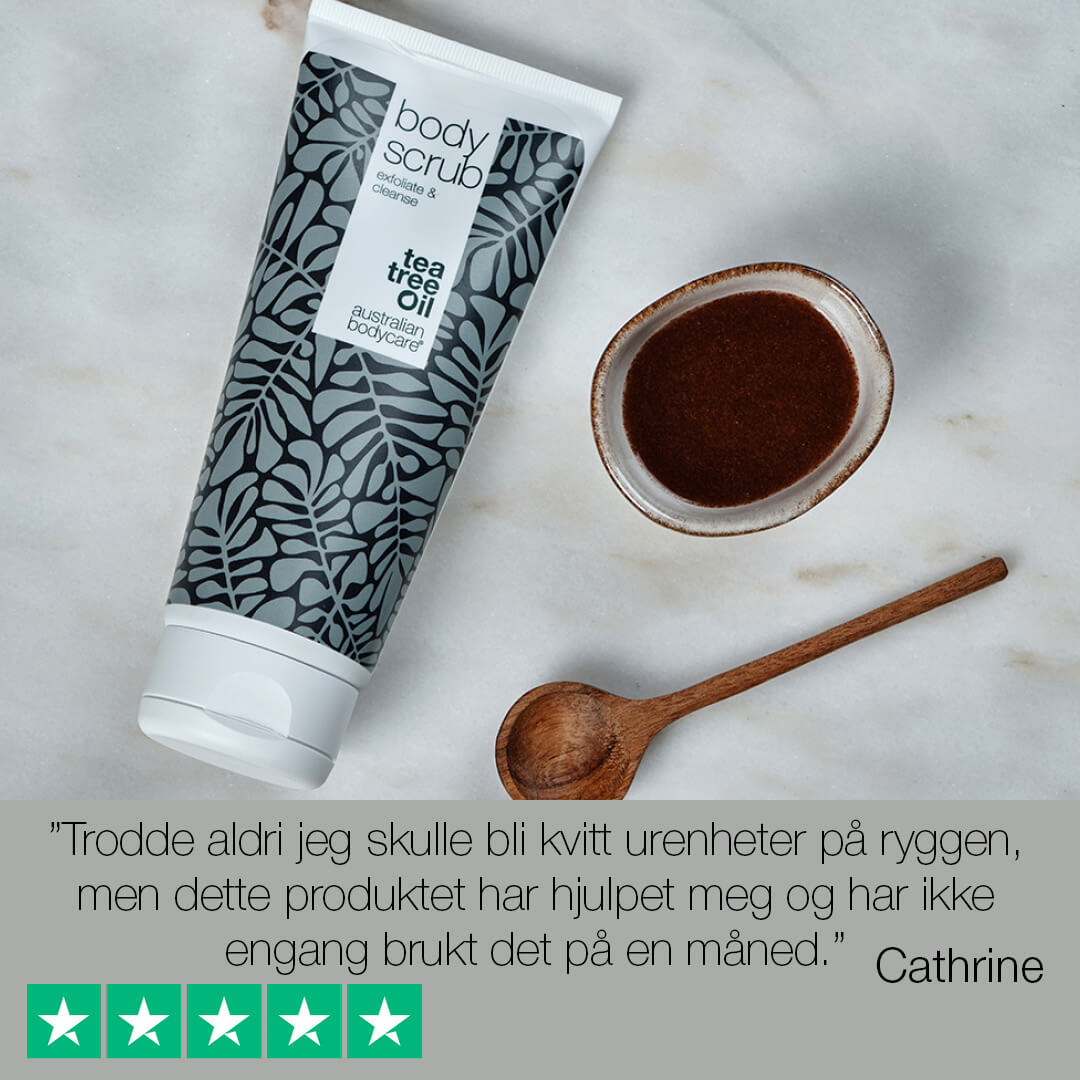 Body Scrub Tea Tree Oil - Dyprensende kroppskrubb & intim peeling med 100 % naturlig tetreolje