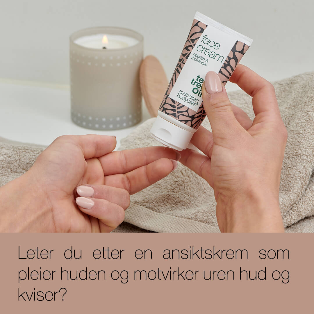 Ansiktskrem med Tea Tree Oil - Fuktighetskrem til ansikt mot kviser og urenheter