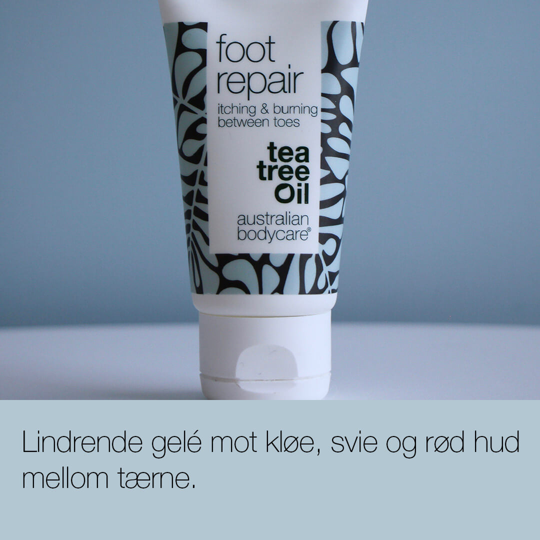Fotgel med Tea Tree Oil - Fotsopp pleie til kløe, svie og rød hud mellom tærne
