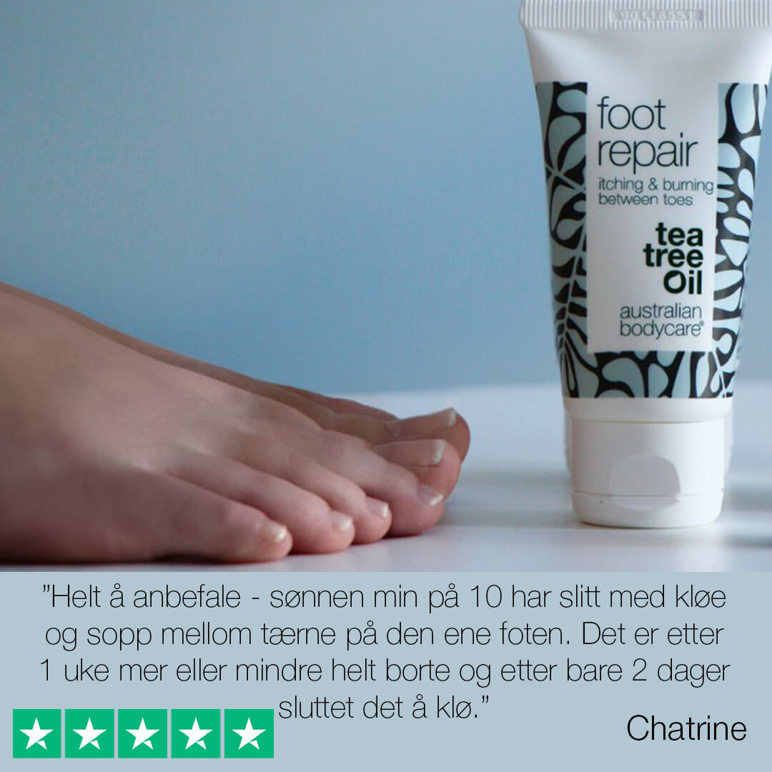 Fotgel med Tea Tree Oil - Fotsopp pleie til kløe, svie og rød hud mellom tærne