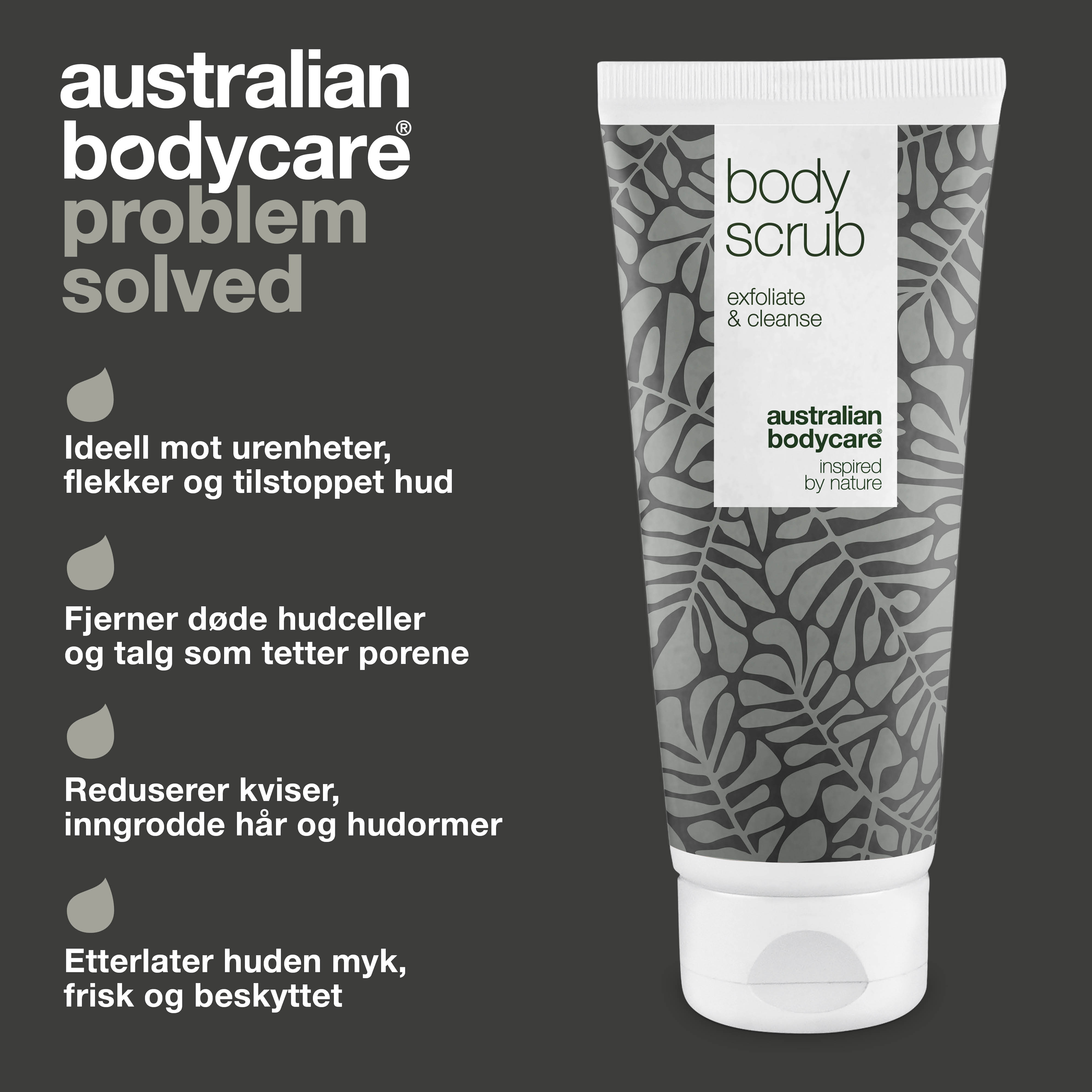 Body Scrub til bumser og uren hud på kroppen — Eksfoliering med 100% naturlig Tea Tree Oil - Også til intim brug