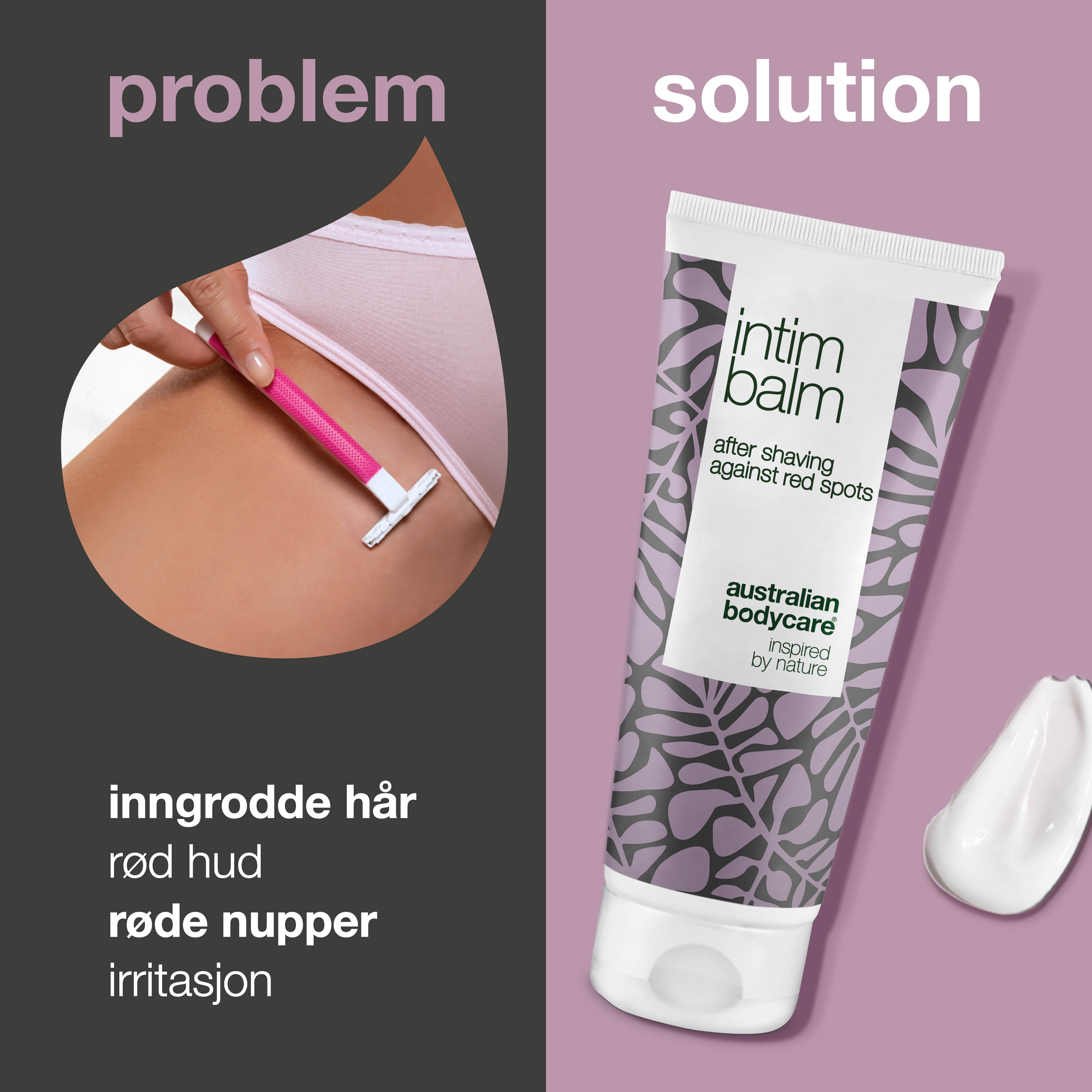 Intim after shave balm mot røde nupper og inngrodde hår