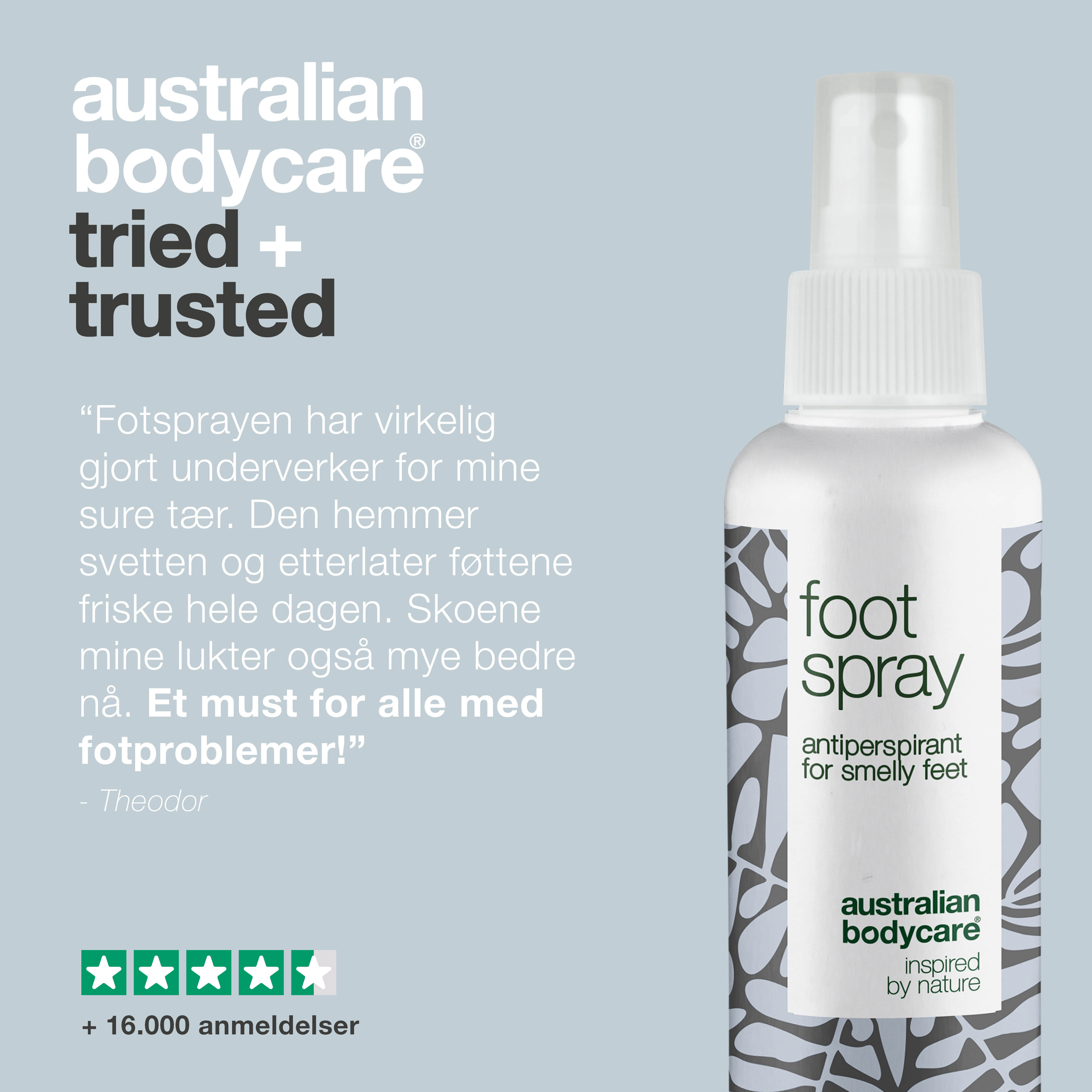Fodspray mod sure tæer — Antiperspirant mod sure tæer og fødder