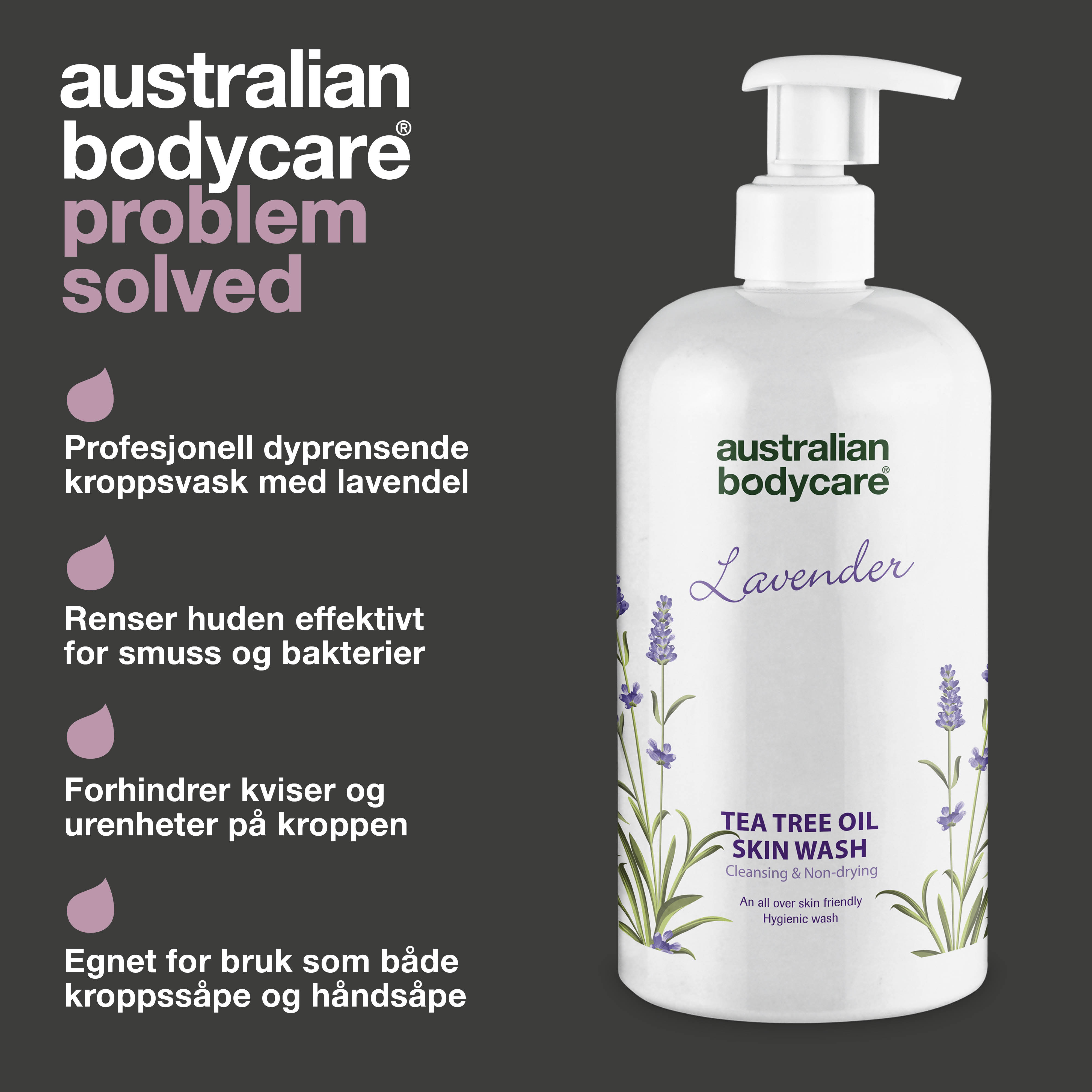 Professionel Lavendel Skin Wash — Professionel Showergel med Tea Tree Oil og Lavendel til daglig kropsvask