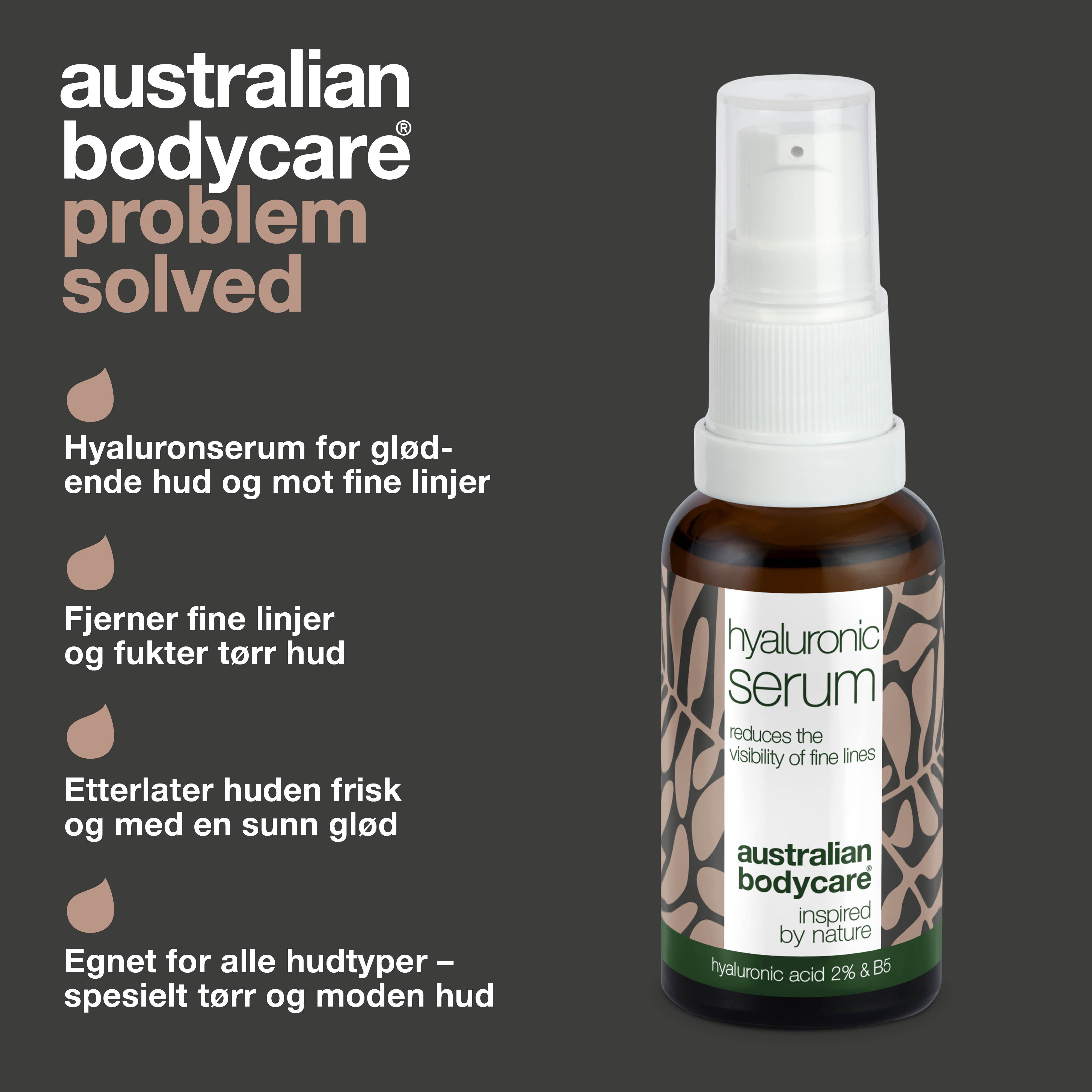 Hyaluronsyre Serum for glød og fine linjer — Med Hyaluronsyre 2% & B5 vitamin til minimering af fine linjer og dybe furer