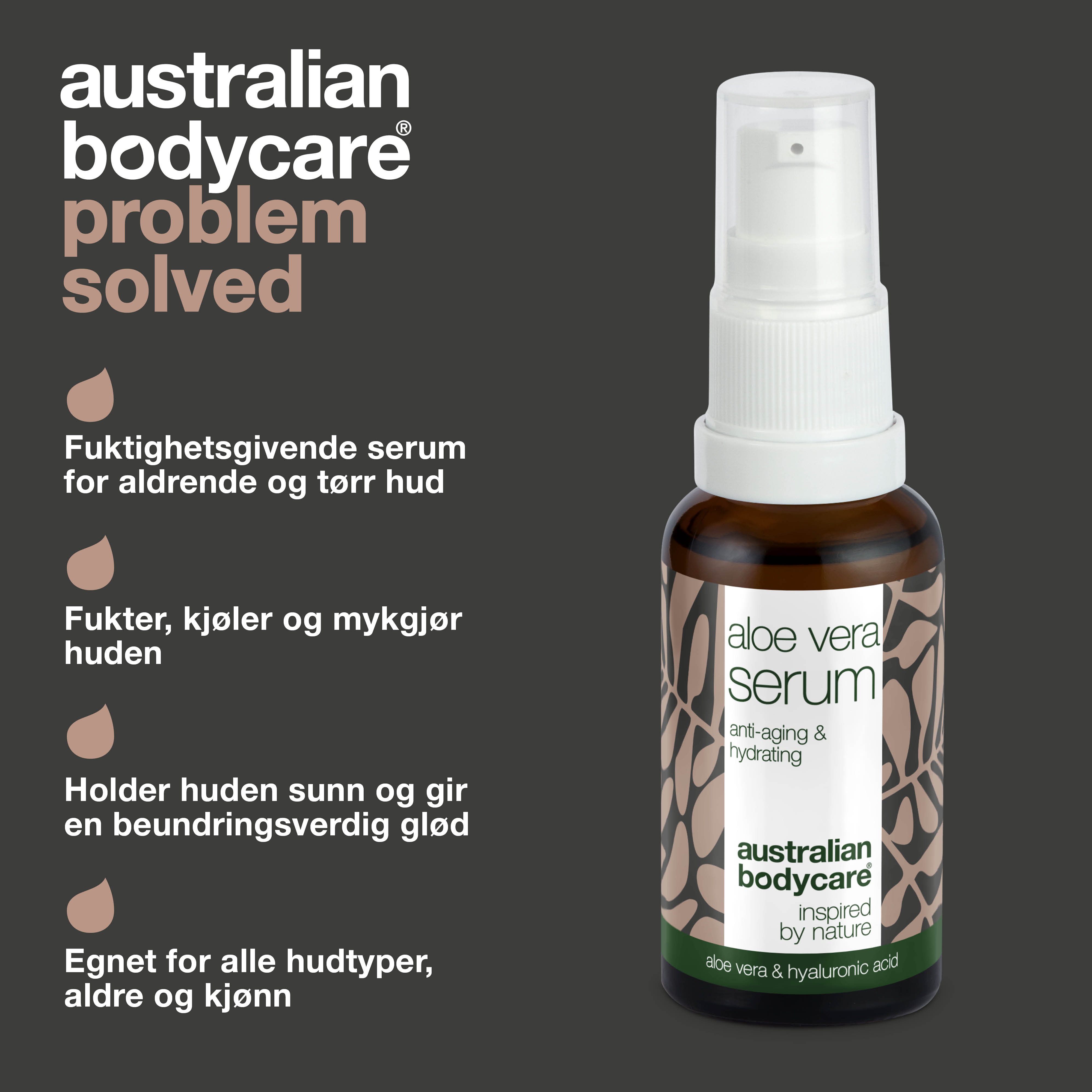 Aloe Vera Bio & C,E, F vitamin Anti age Serum — Serum med Aloe Vera, Tea Tree Oil og Hyaluronsyre mod rynker