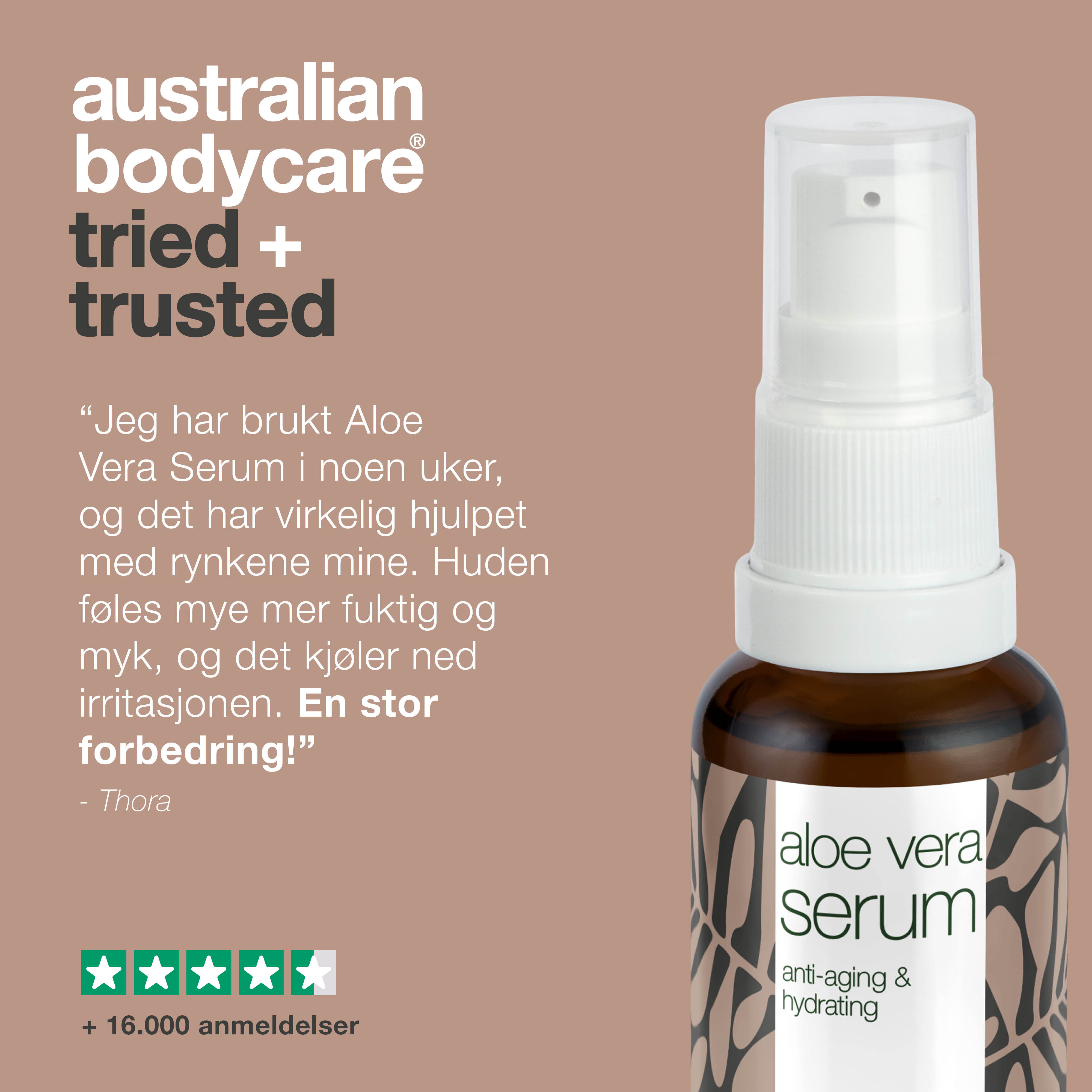 Aloe Vera Bio & C,E, F vitamin Anti age Serum — Serum med Aloe Vera, Tea Tree Oil og Hyaluronsyre mod rynker