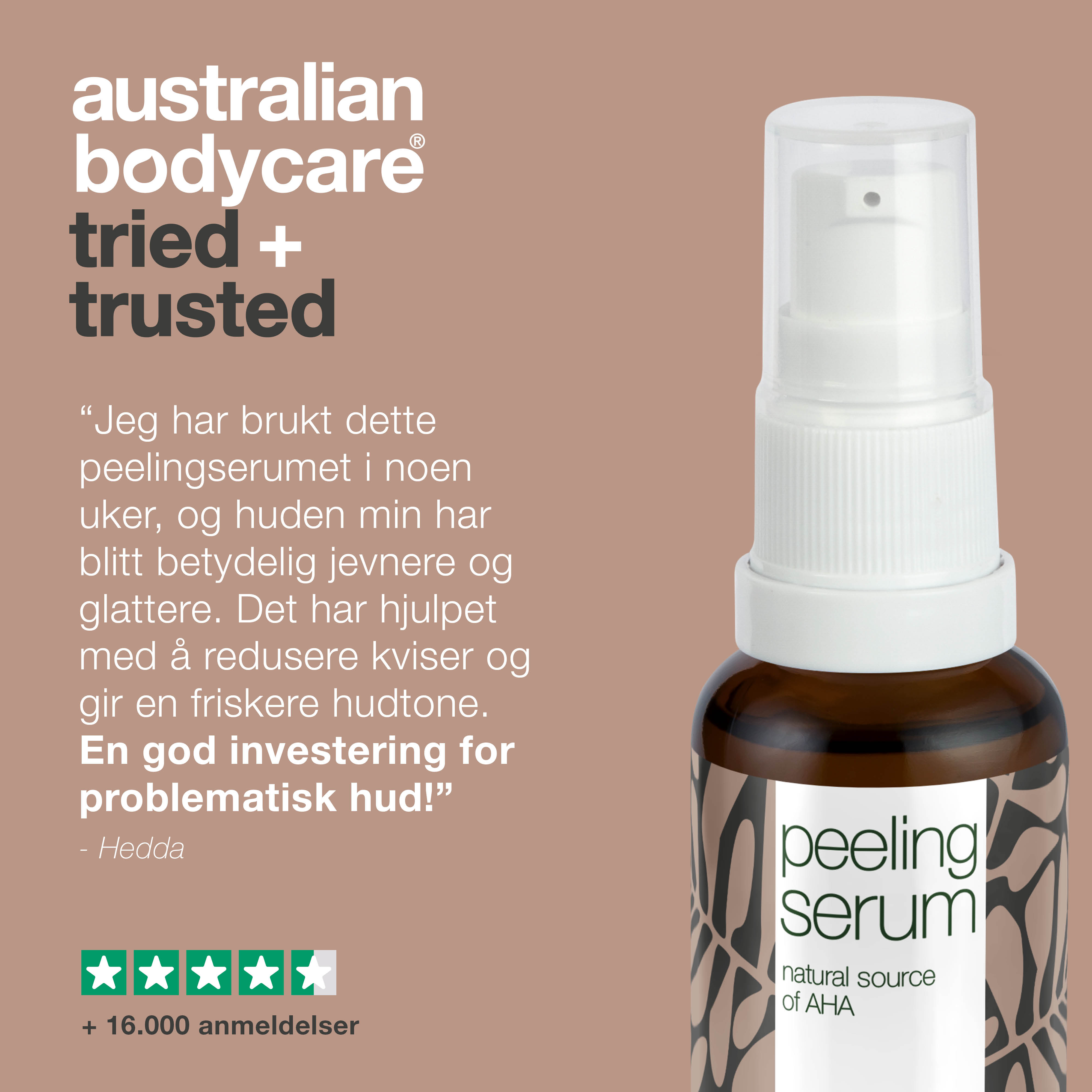 Peeling Serum til eksfoliering af huden — Naturligt peeling serum med AHA (frugtsyre) & Niacinamid for glat hud