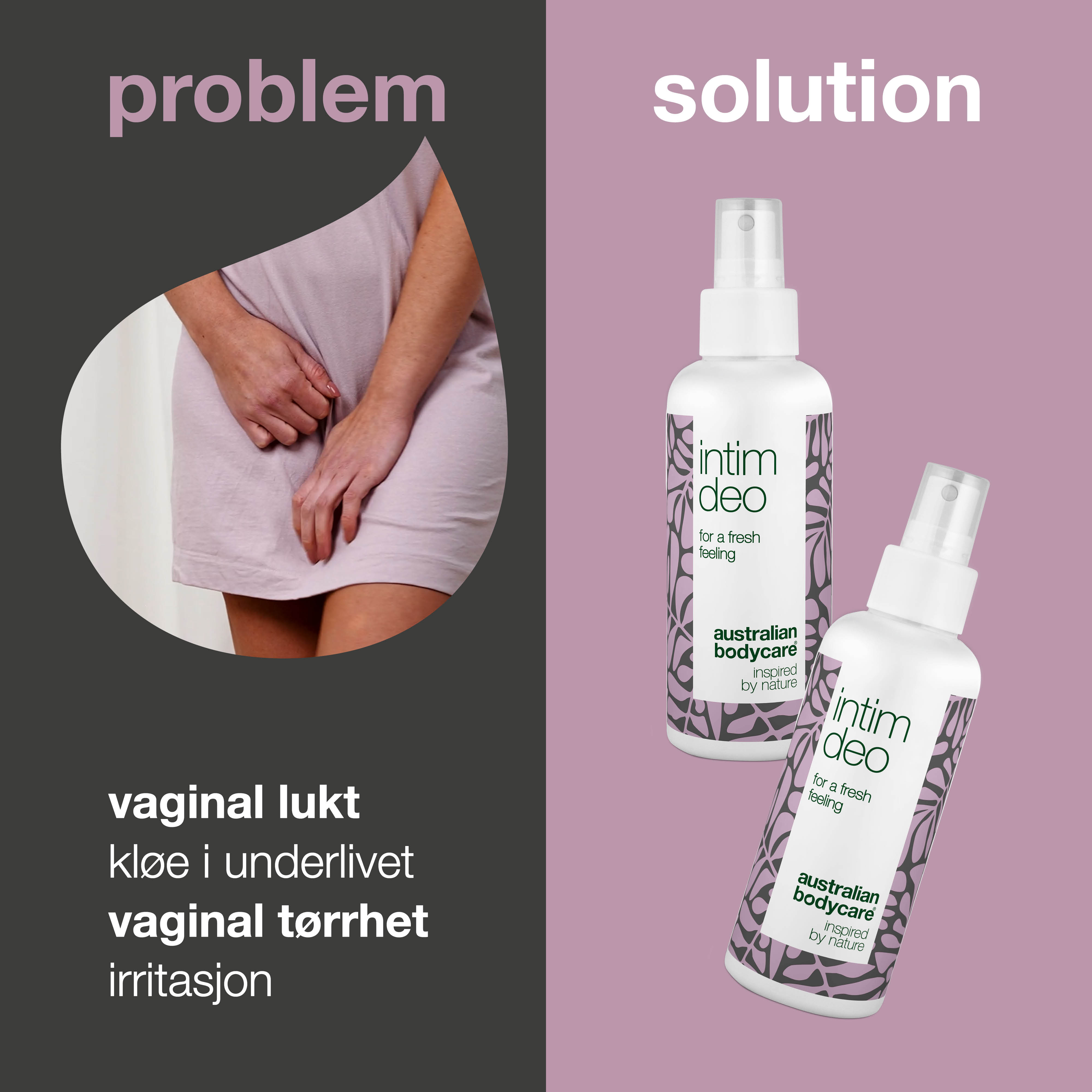 2 stk. Intim Deo mod uønsket lugt — Intim deodorant mod lugt fra underliv og irritation i intimområdet