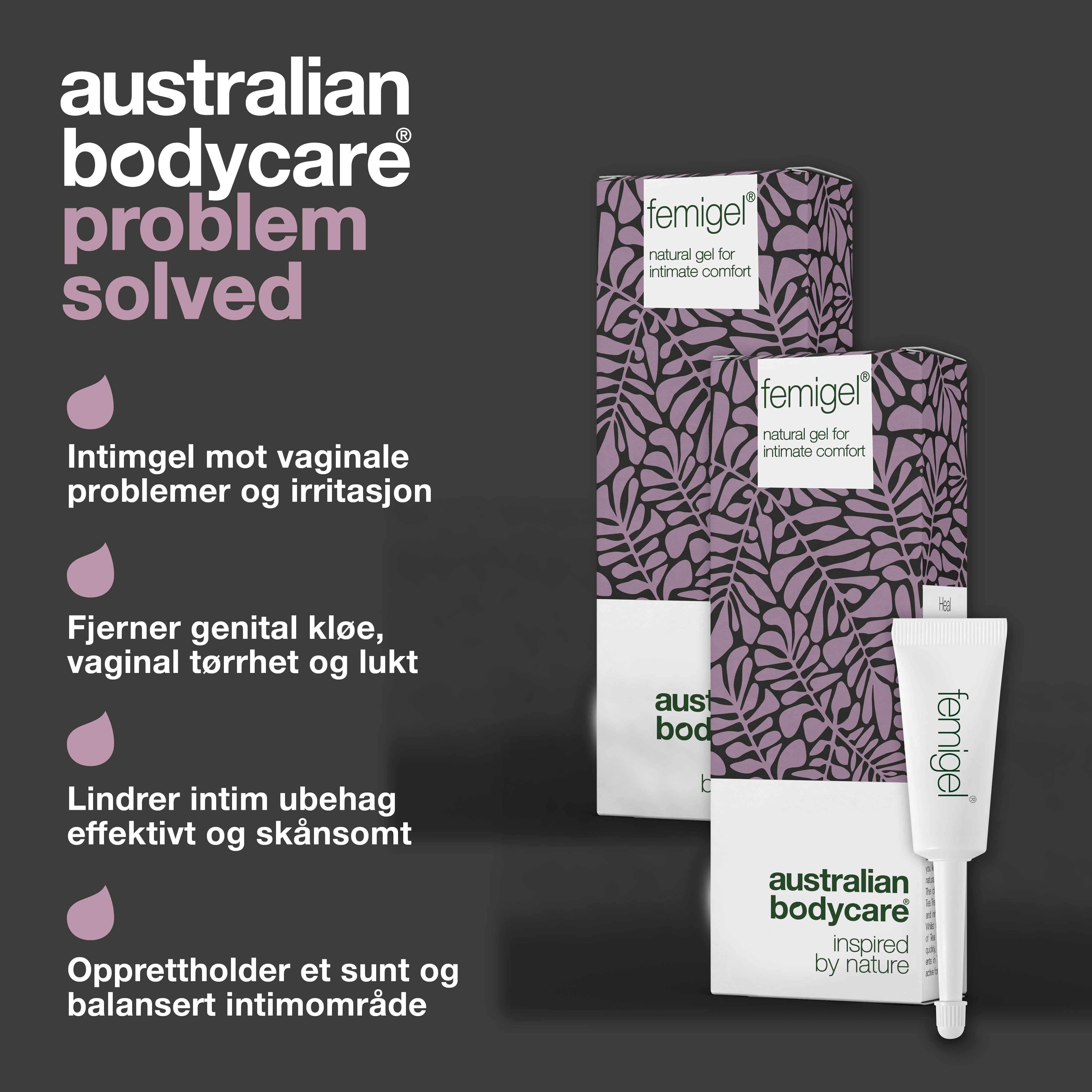 10 stk. Femigel naturlig intimgel — Intimgel mot lukt, tørrhet og kløe