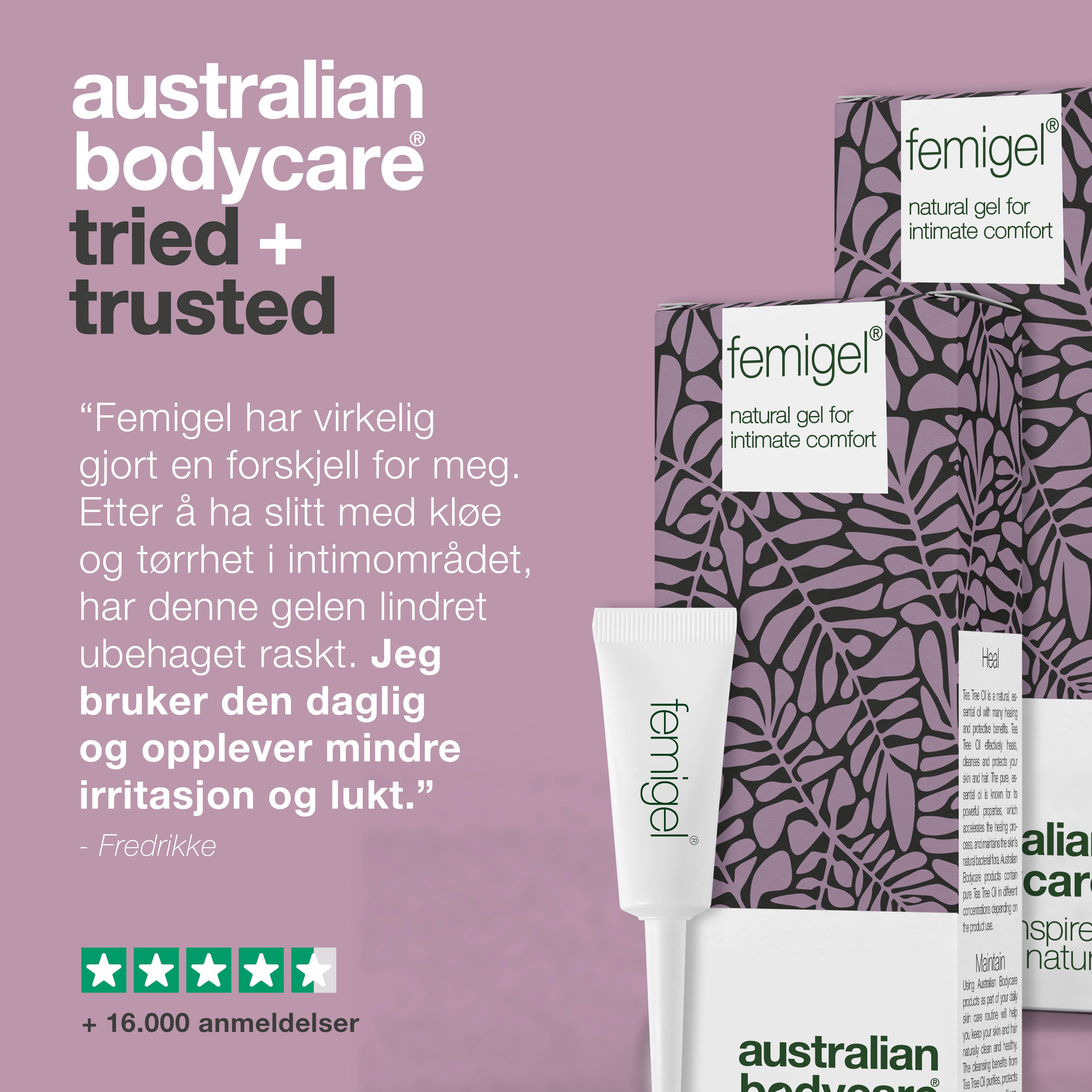 10 stk. Femigel naturlig intimgel — Intimgel mot lukt, tørrhet og kløe
