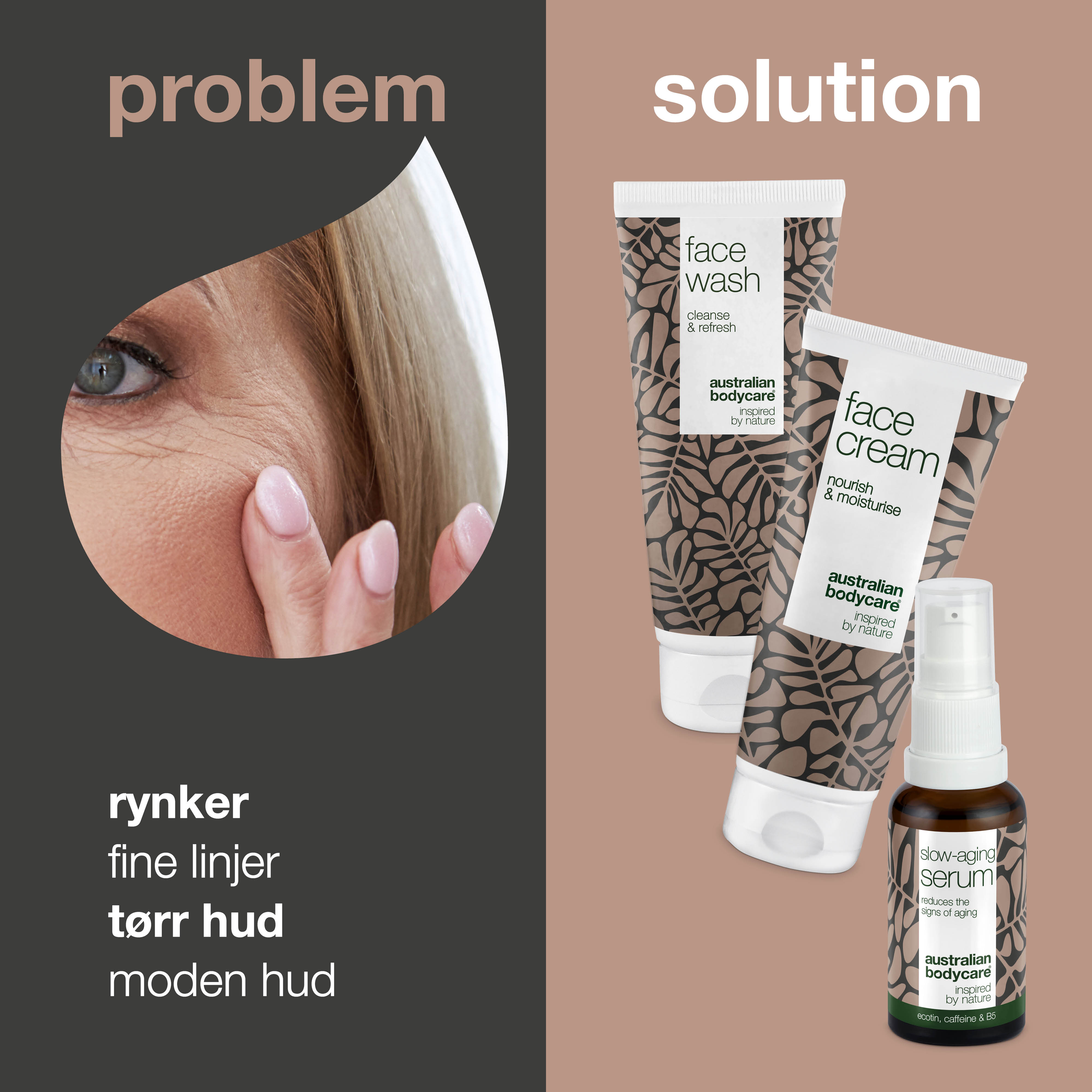 Sæt med Anti Age produkter til 50+ — 3 produkter til rynker og moden hud: ansigtsrens, Anti Age Serum & creme