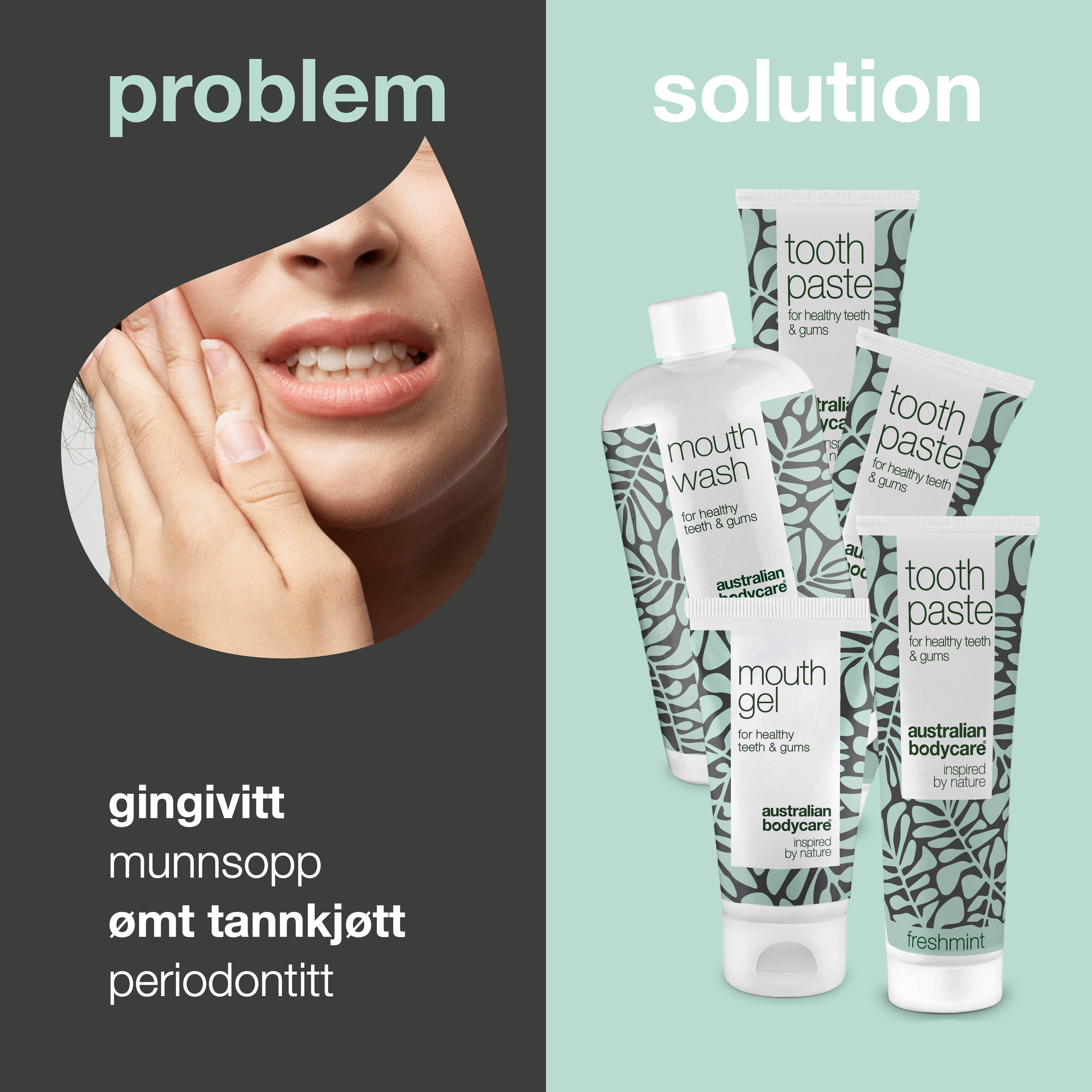 Mundpleje 5 produkter med Tea Tree Oil — Til tandkødsbetændelse & pleje ved svamp i mund & på tunge