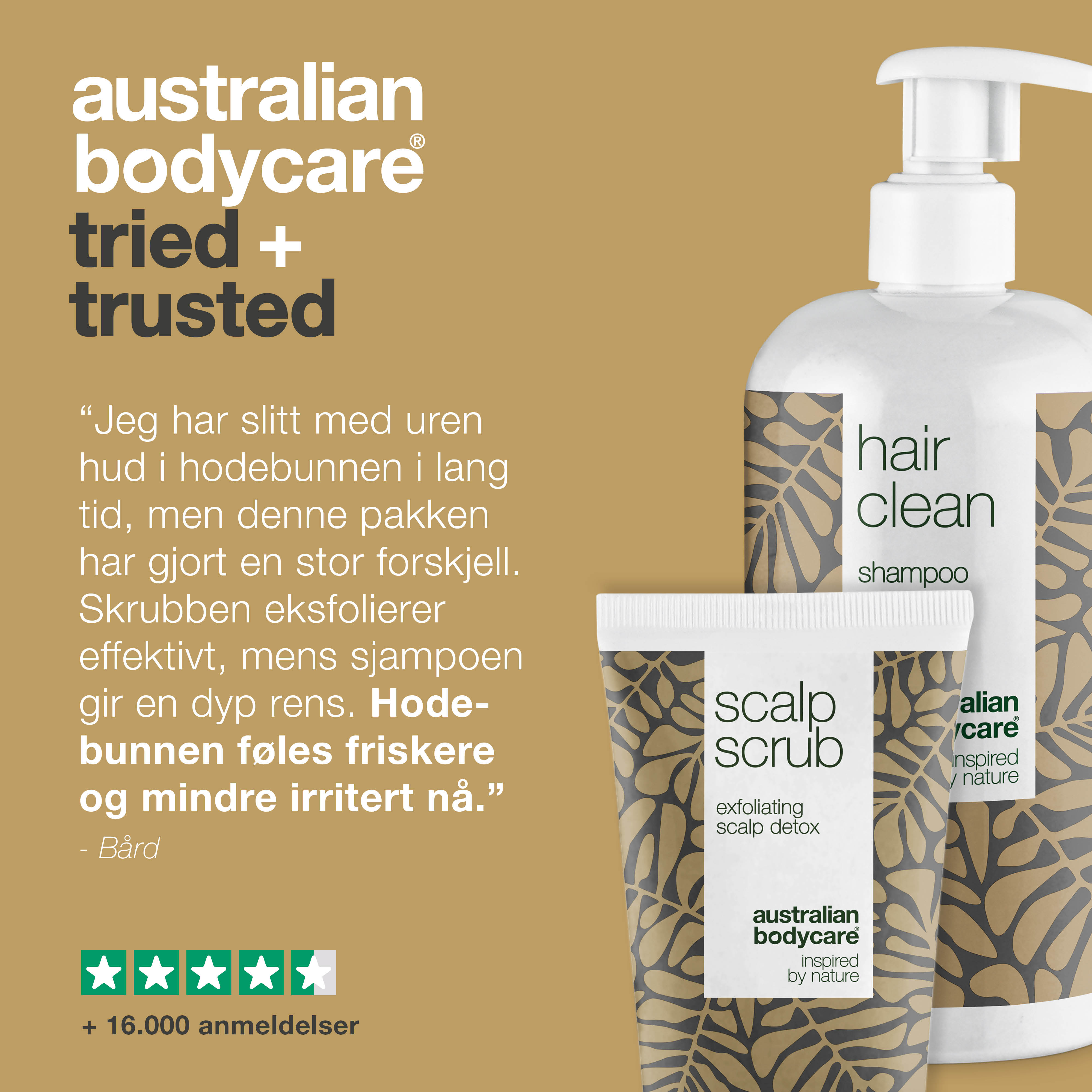 2-pak til bumser i hovedbunden — Hovedbundsscrub og Tea Tree Shampoo til uren hud i hovedbunden
