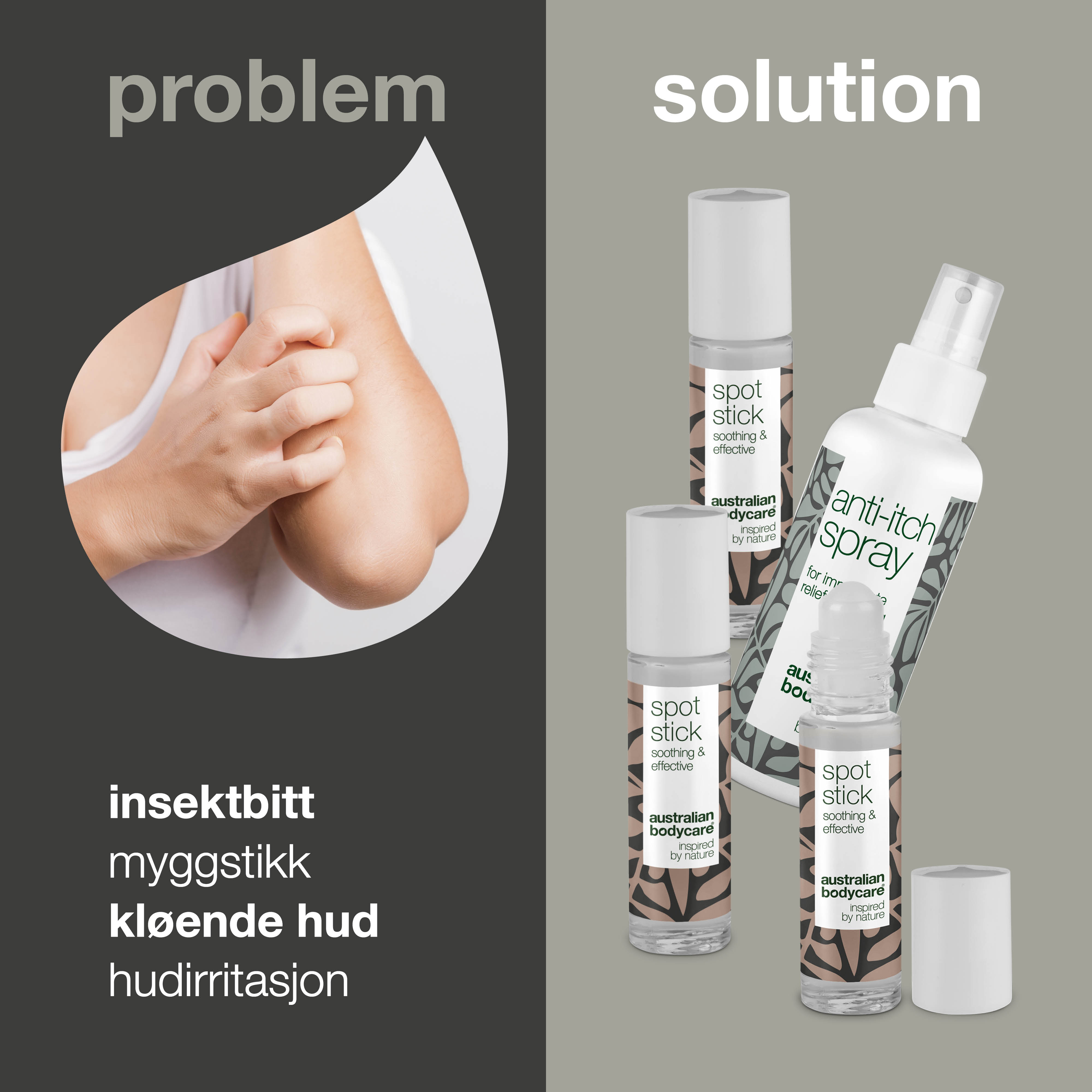 4-pak til pleje ved myggestik og insektbid — 4 beroligende produkter til at lindre irritation fra insektstik