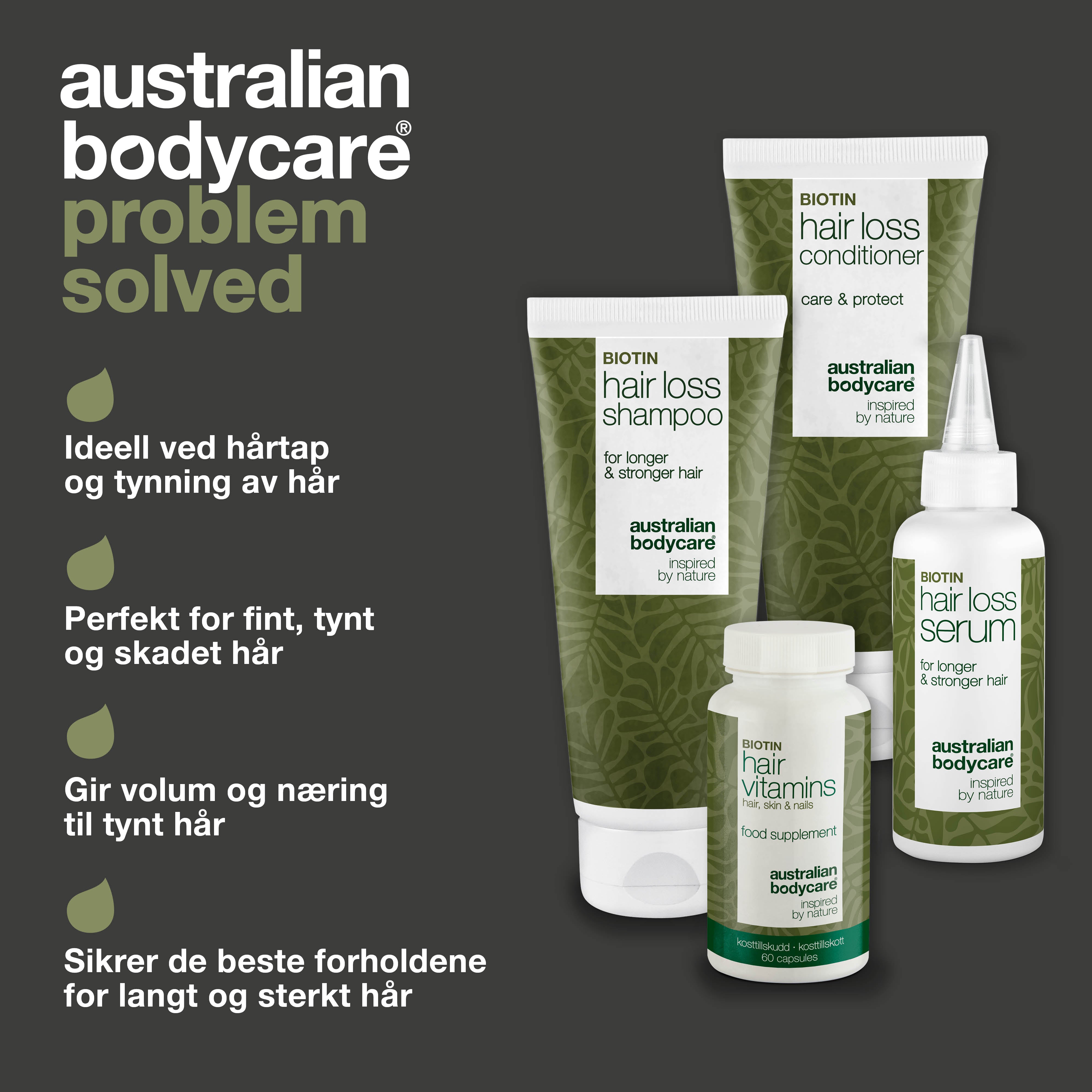 4 produkter og vitaminer for hårtap og tynt hår — Hårtapsprodukter med Biotin, Tea Tree Oil og Capilia Longa