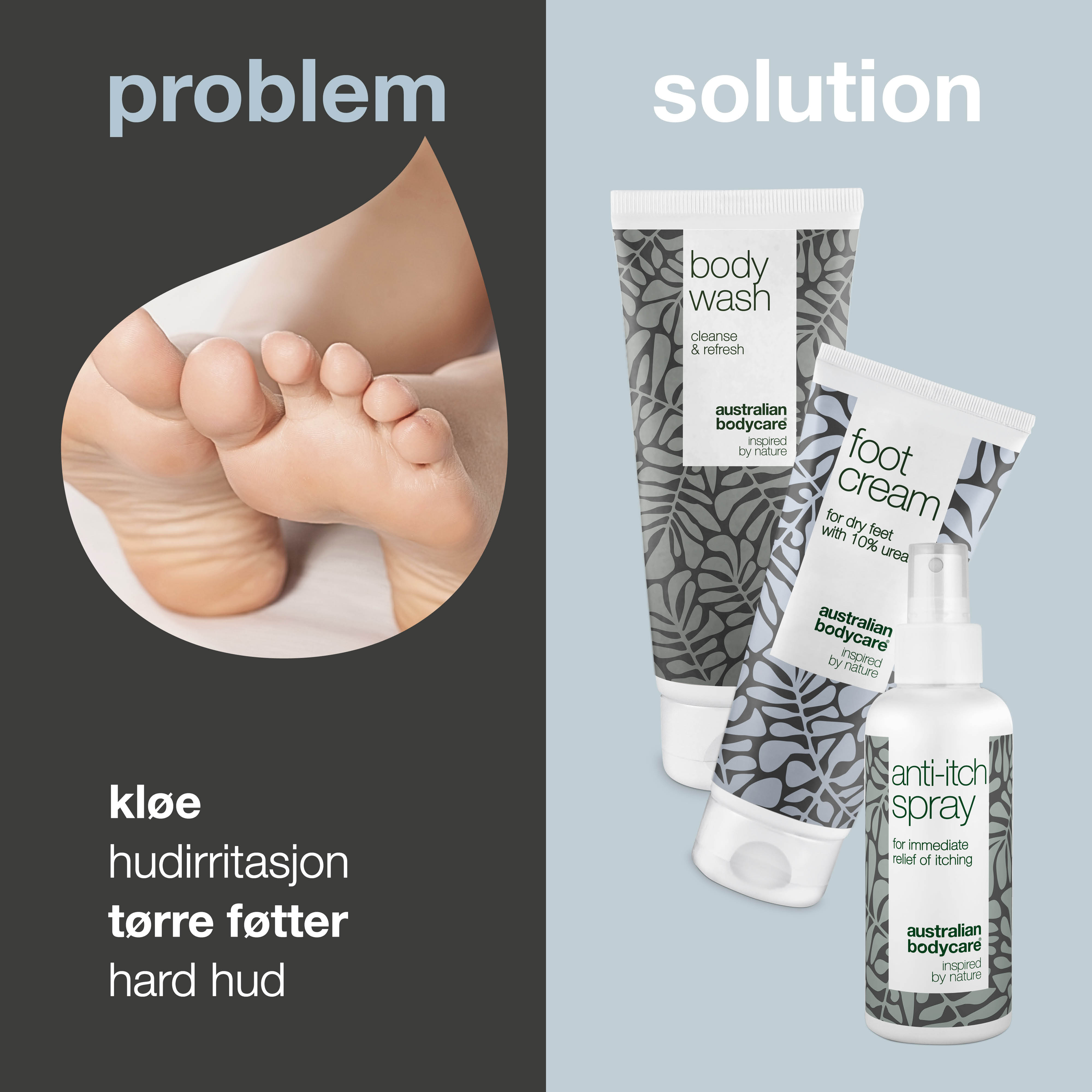 3 produkter til kløe under fødderne — Pakke til daglig pleje ved kløende fødder