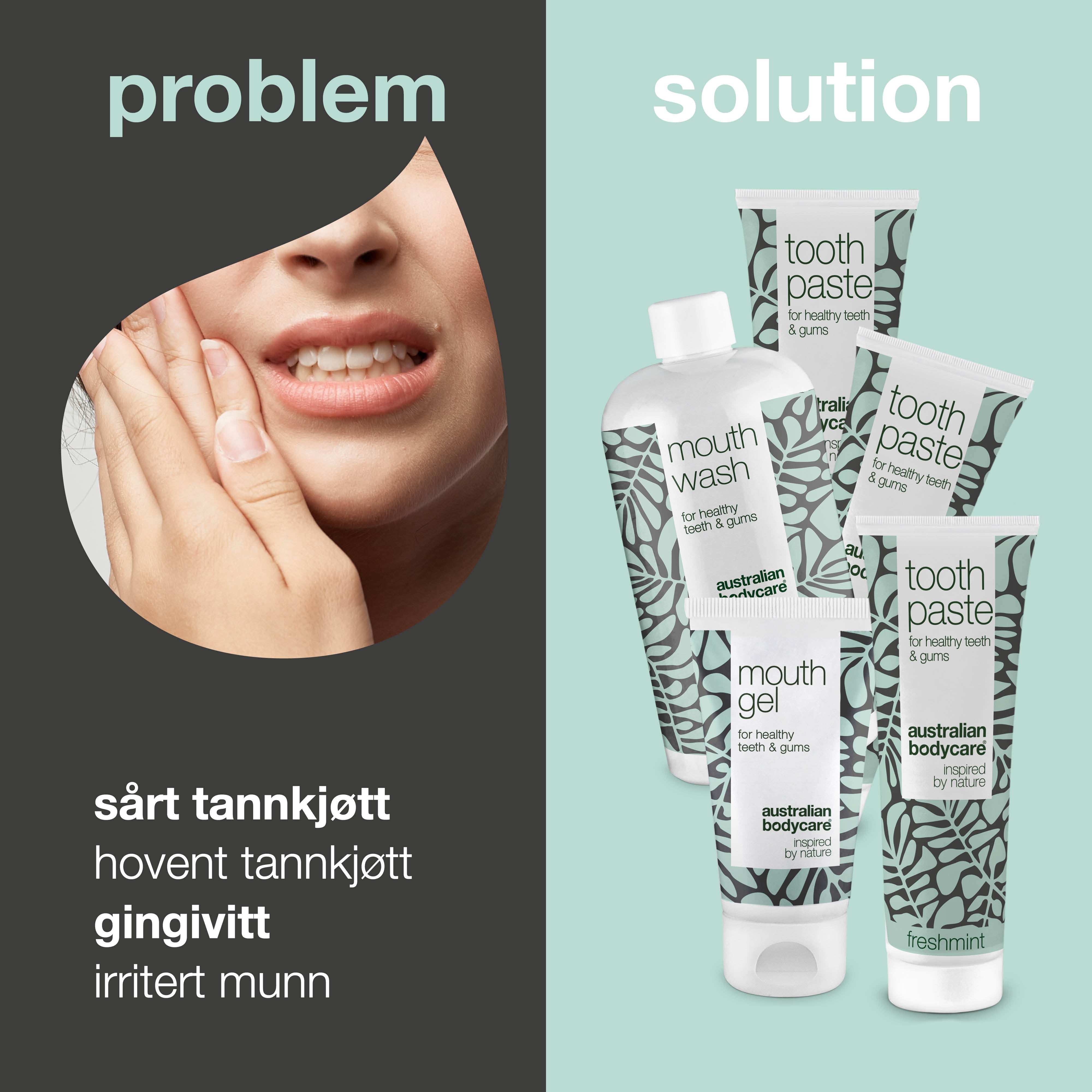 Pakke til pleje af hævet tandkød — 5 produkter til at lindre og forebygge hævet og ømt tandkød