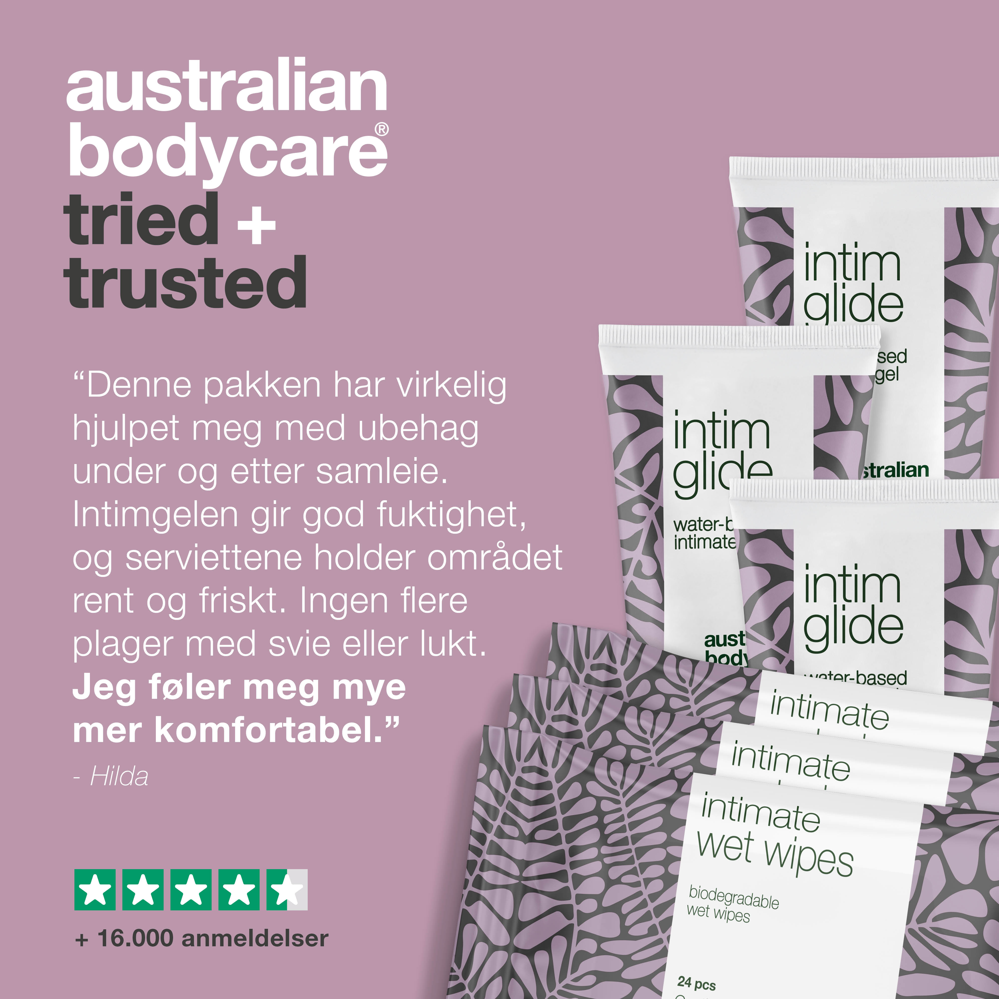 6-pak til pleje af svie under og efter samleje — Intimpakke mod svie, kløe, tørhed og uønsket lugt fra underliv