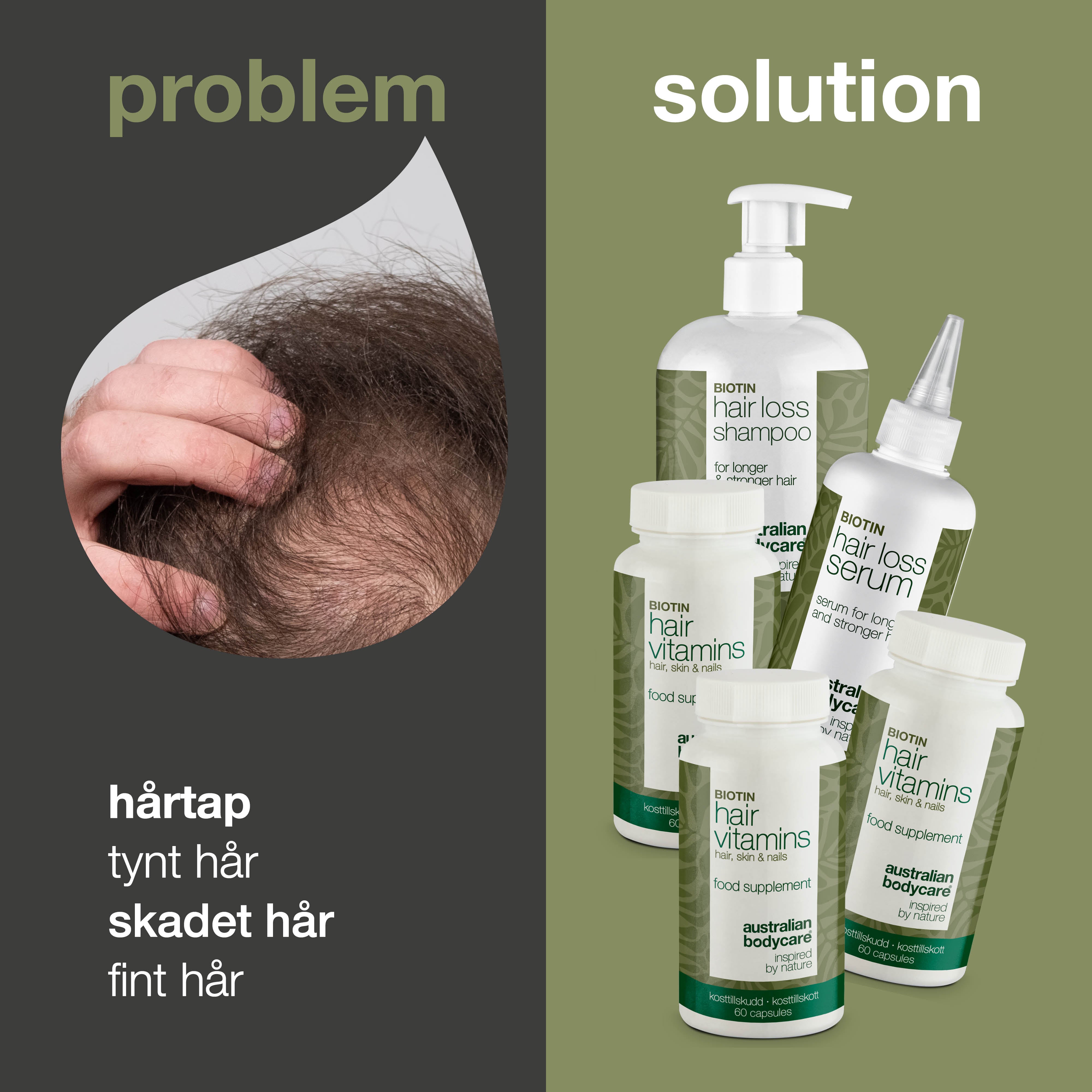 XL pakke til hårtap — 5 produkter mot hårtap med biotin mot tynt hår