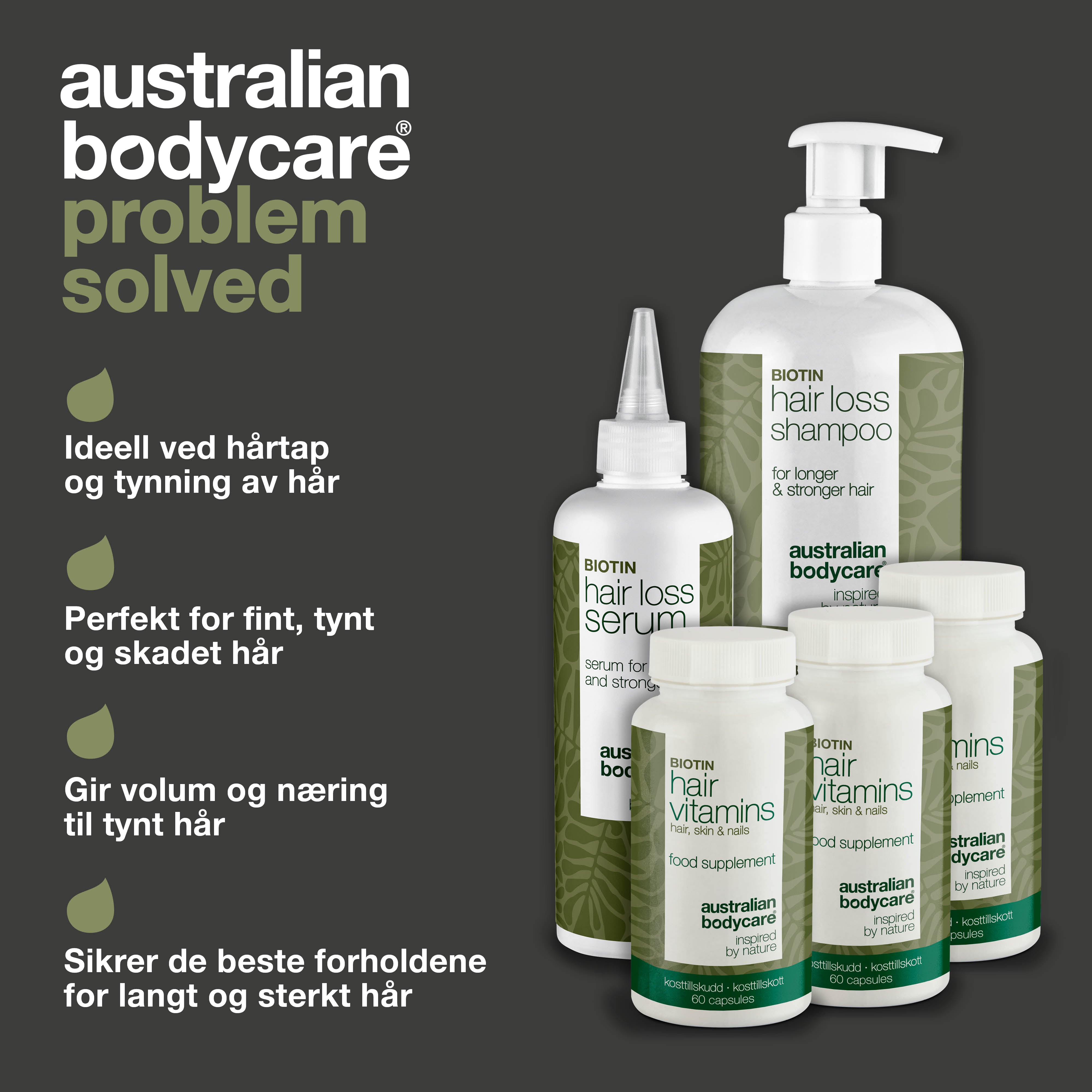 XL pakke til hårtap — 5 produkter mot hårtap med biotin mot tynt hår