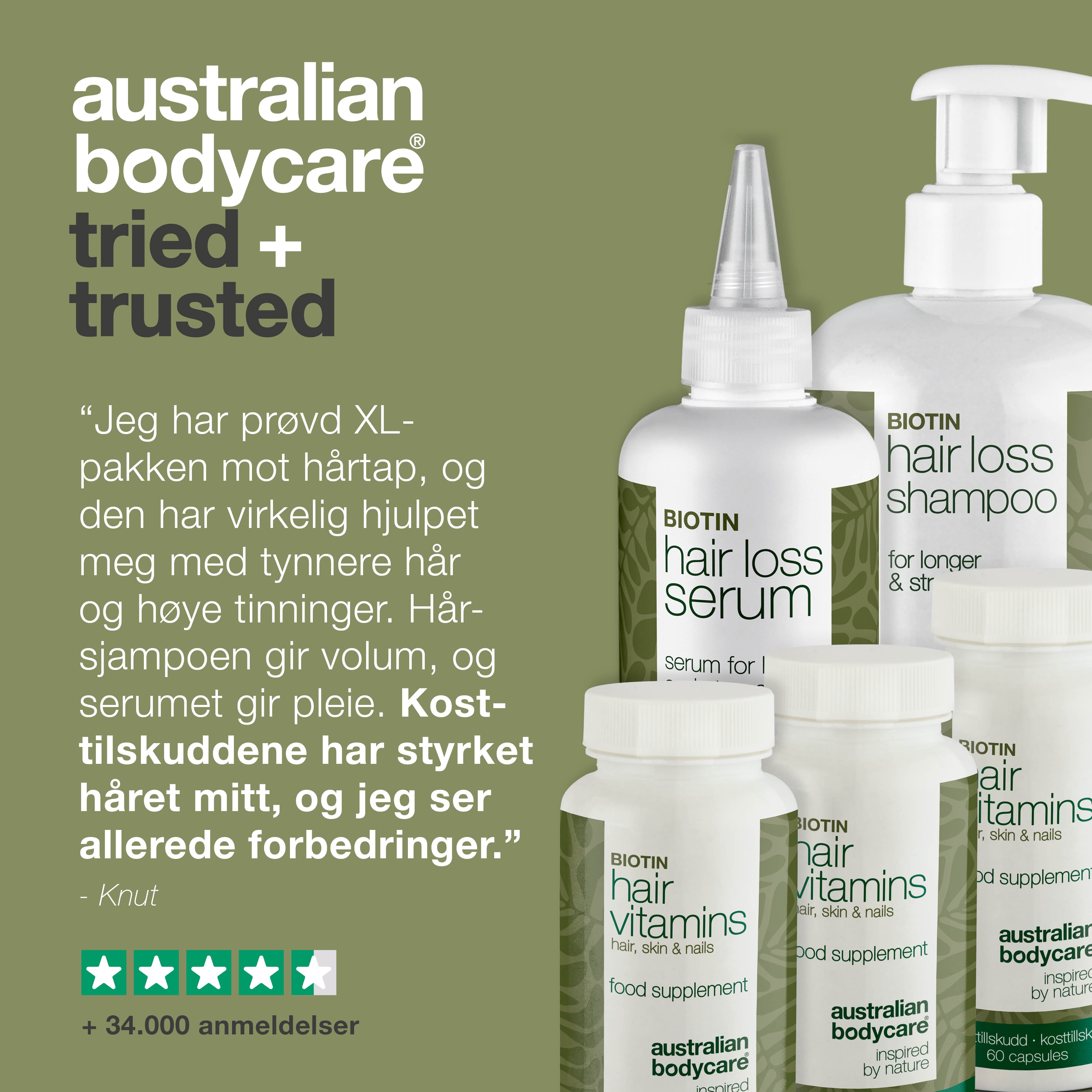 XL pakke til hårtap — 5 produkter mot hårtap med biotin mot tynt hår