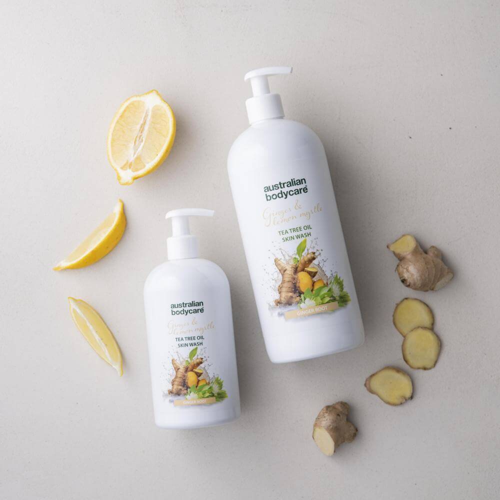 Profesjonell Ginger & Lemon Skin Wash — en skikkelig proff dusjsåpe med Tea Tree Oil og ingefær!