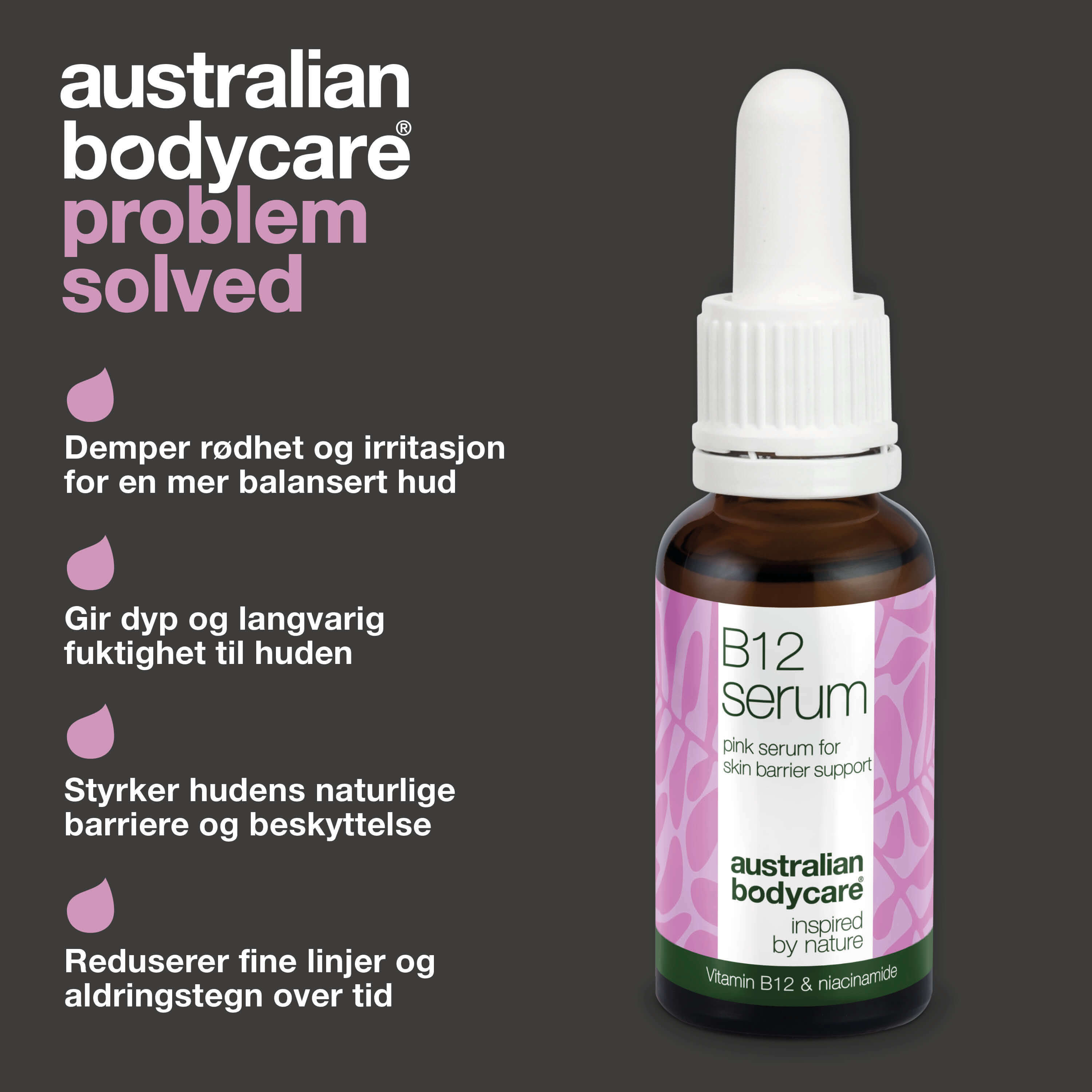 B12 Pink Serum – Reduser rødhet og styrk hudbarrieren — B12 Serum reduserer rødhet og styrker hudbarrieren. Perfekt for tørr & sensitiv hud. Opplev en sunn & strålende hud med naturlige ingredienser.