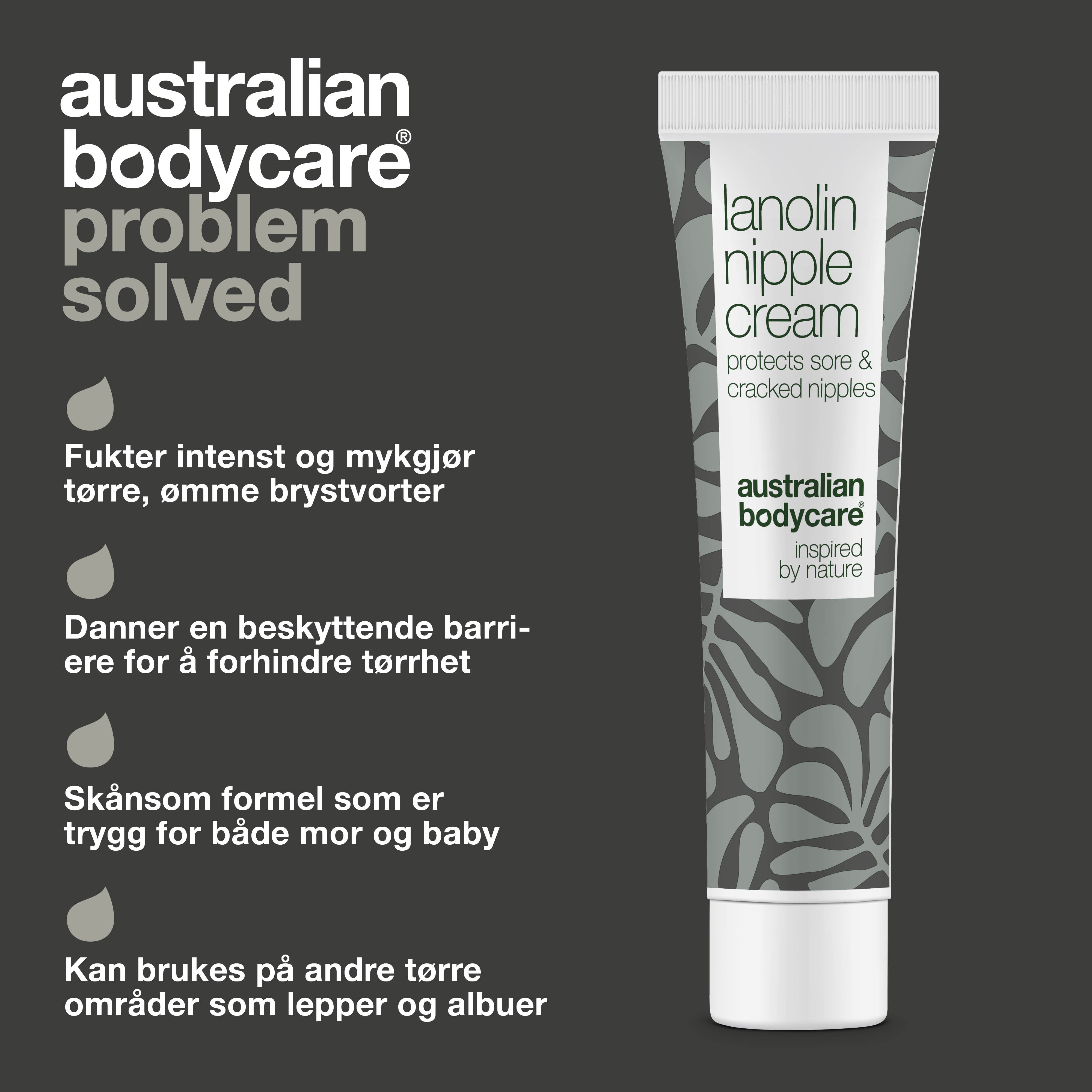 Lanolin Nippelcreme til tørre og ømme brystvorter — Fugtgivende lanolincreme til pleje af tørre brystvorter. Perfekt til amning.