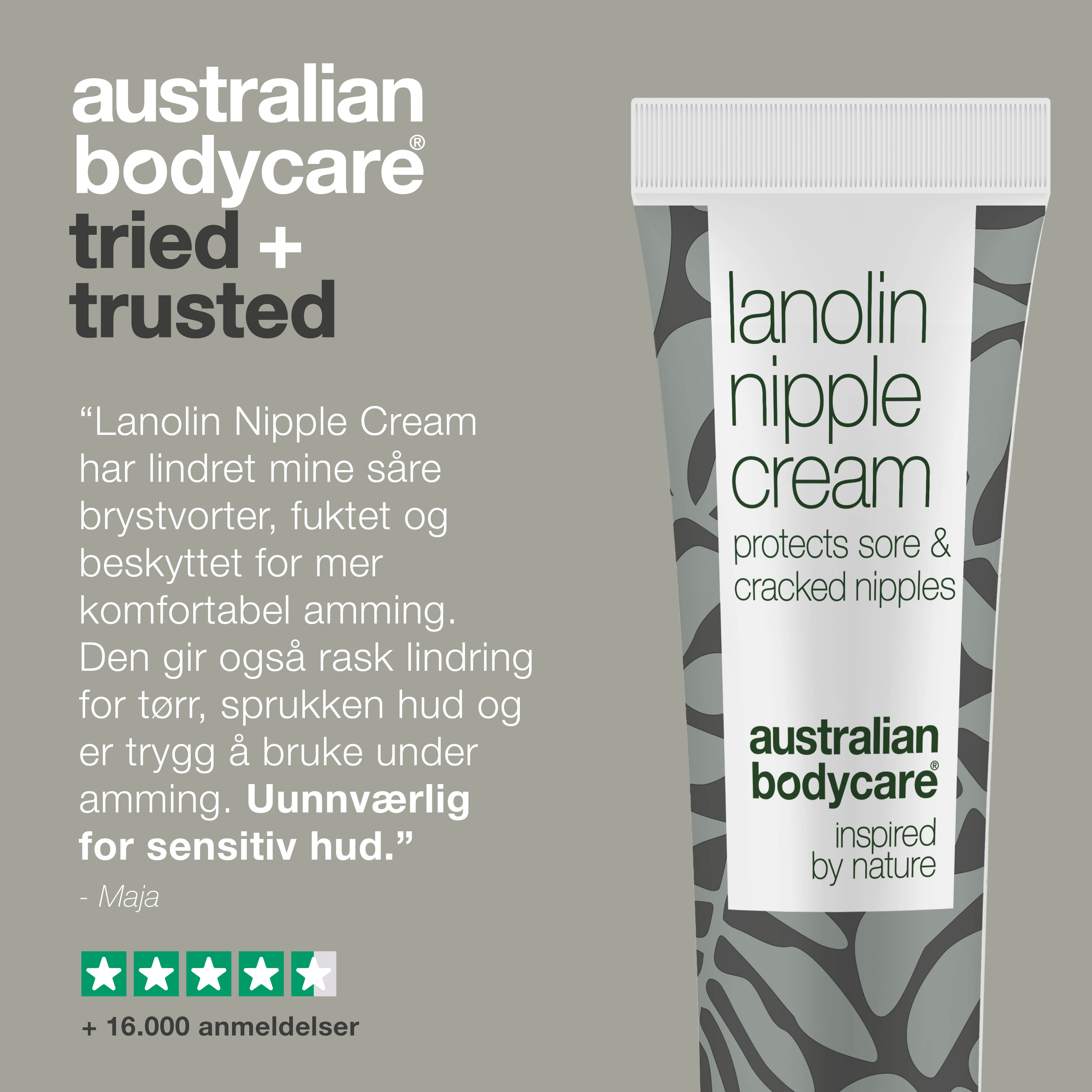 Lanolin Nippelcreme til tørre og ømme brystvorter — Fugtgivende lanolincreme til pleje af tørre brystvorter. Perfekt til amning.