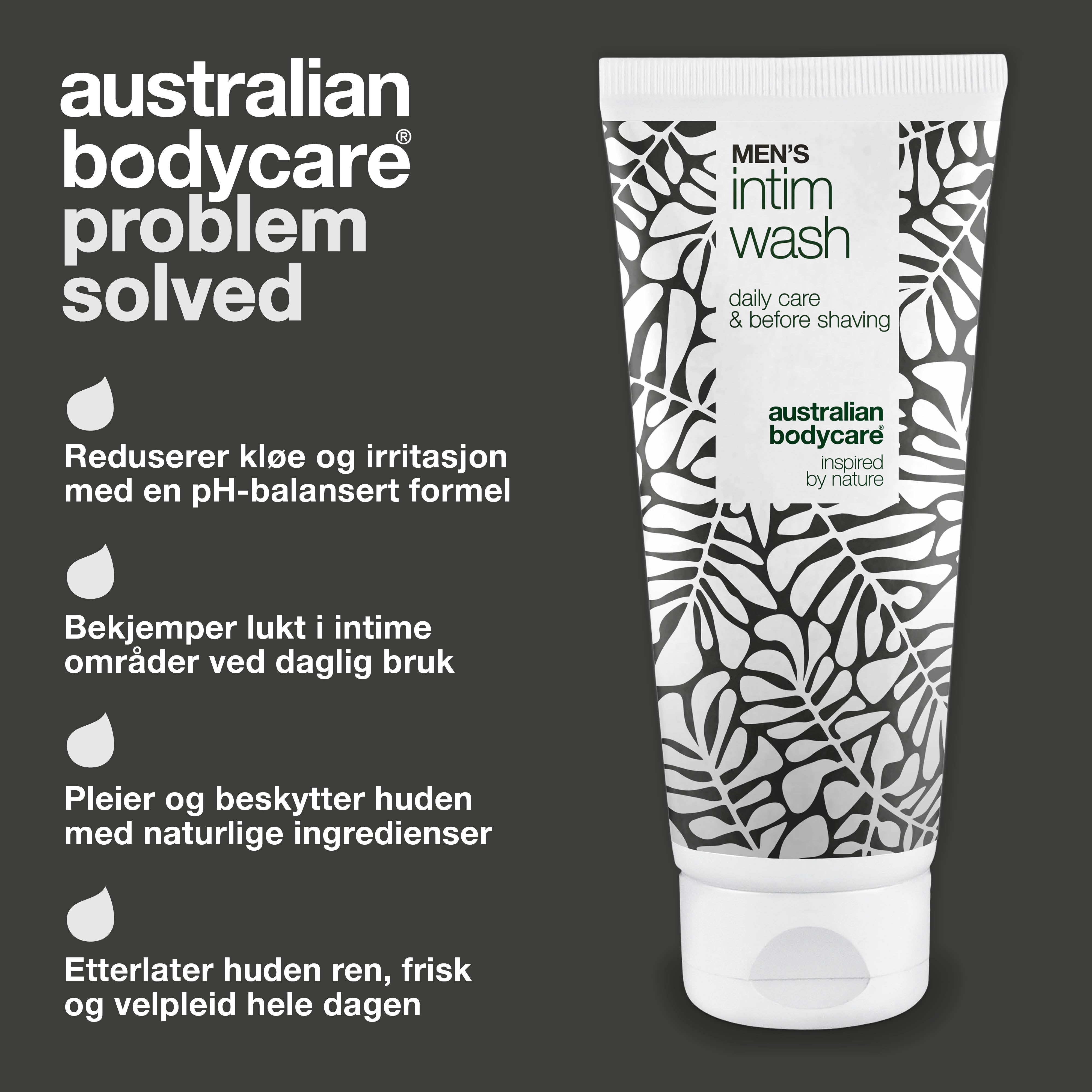 Intimsæbe mænd – Skånsom pleje til daglig intimhygiejne — Effektiv intimsæbe til mænd. Hjælper mod irritation og ubehag i skridtet. Naturlige ingredienser for en sund og velplejet hud.