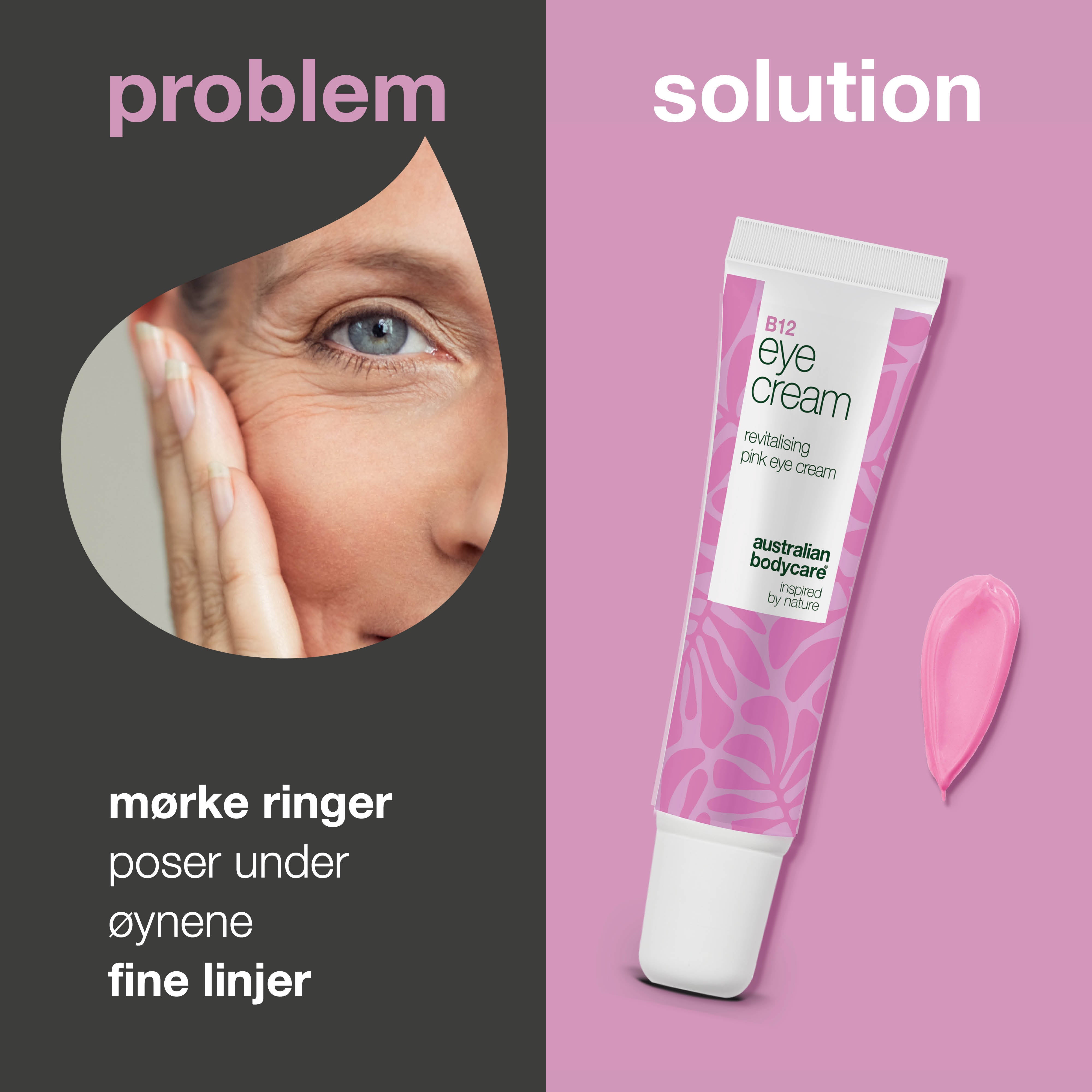 B12 øyekrem mot poser, mørke ringer og fine linjer — Effektiv B12 øyekrem som reduserer poser, mørke ringer og fine linjer. Fuktighetsgivende og oppstrammende.