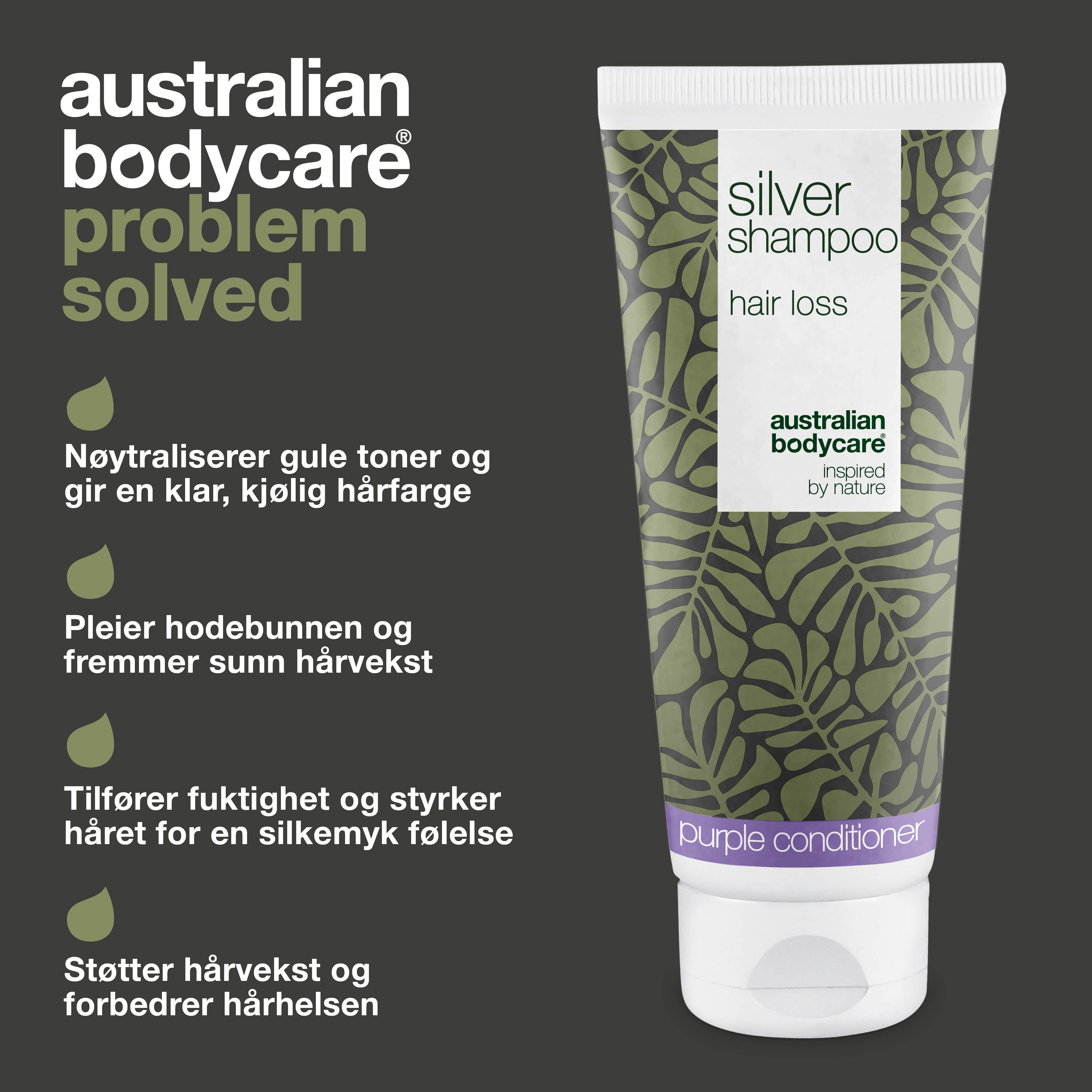 Silver Shampoo – Støtter sund hårvækst og fjerner gule skær — Neutraliser gule toner med Silver Shampoo. Styrker håret og fremmer en sund hovedbund. Ideel til blondt og gråt hår.