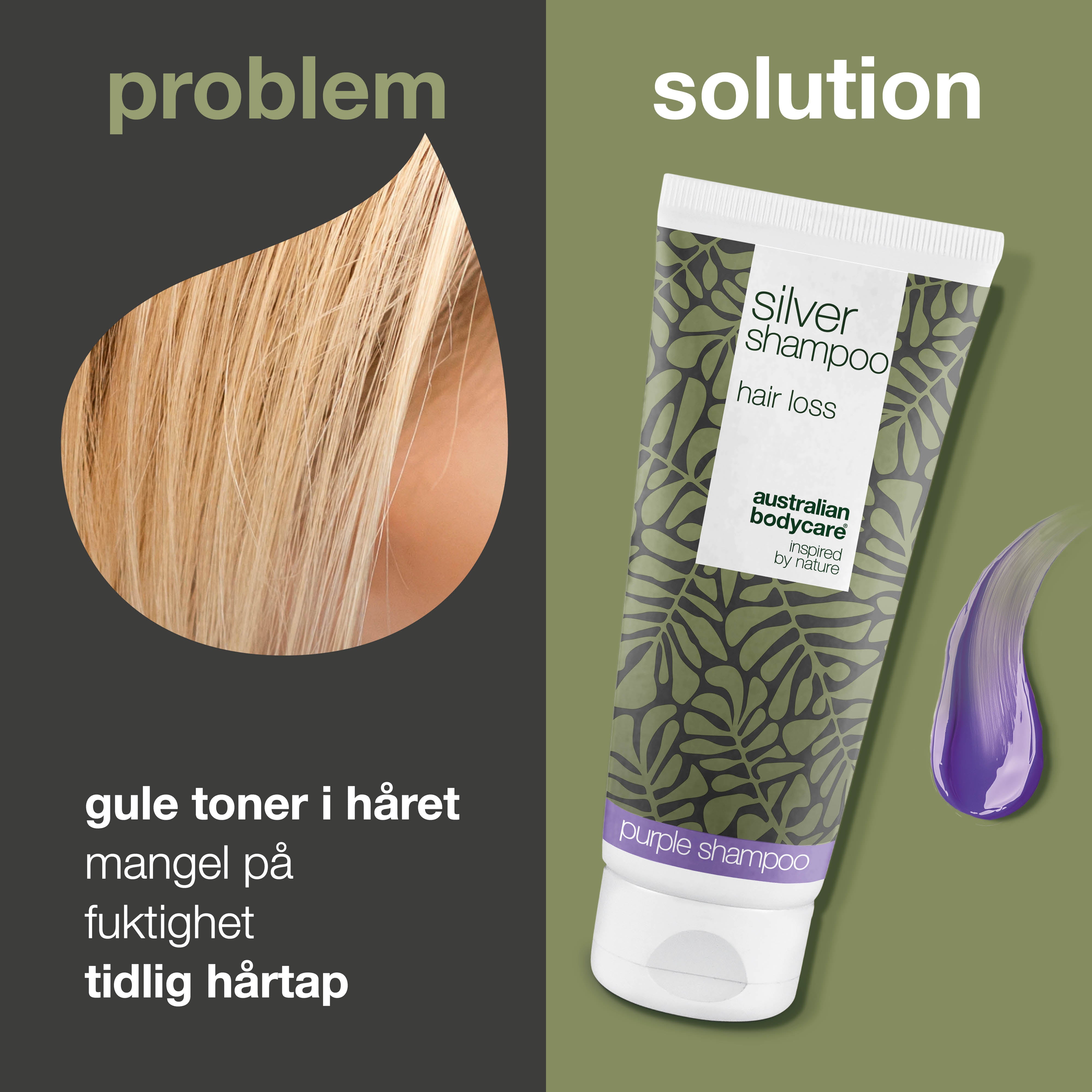 Silver Shampoo – Støtter sund hårvækst og fjerner gule skær — Neutraliser gule toner med Silver Shampoo. Styrker håret og fremmer en sund hovedbund. Ideel til blondt og gråt hår.