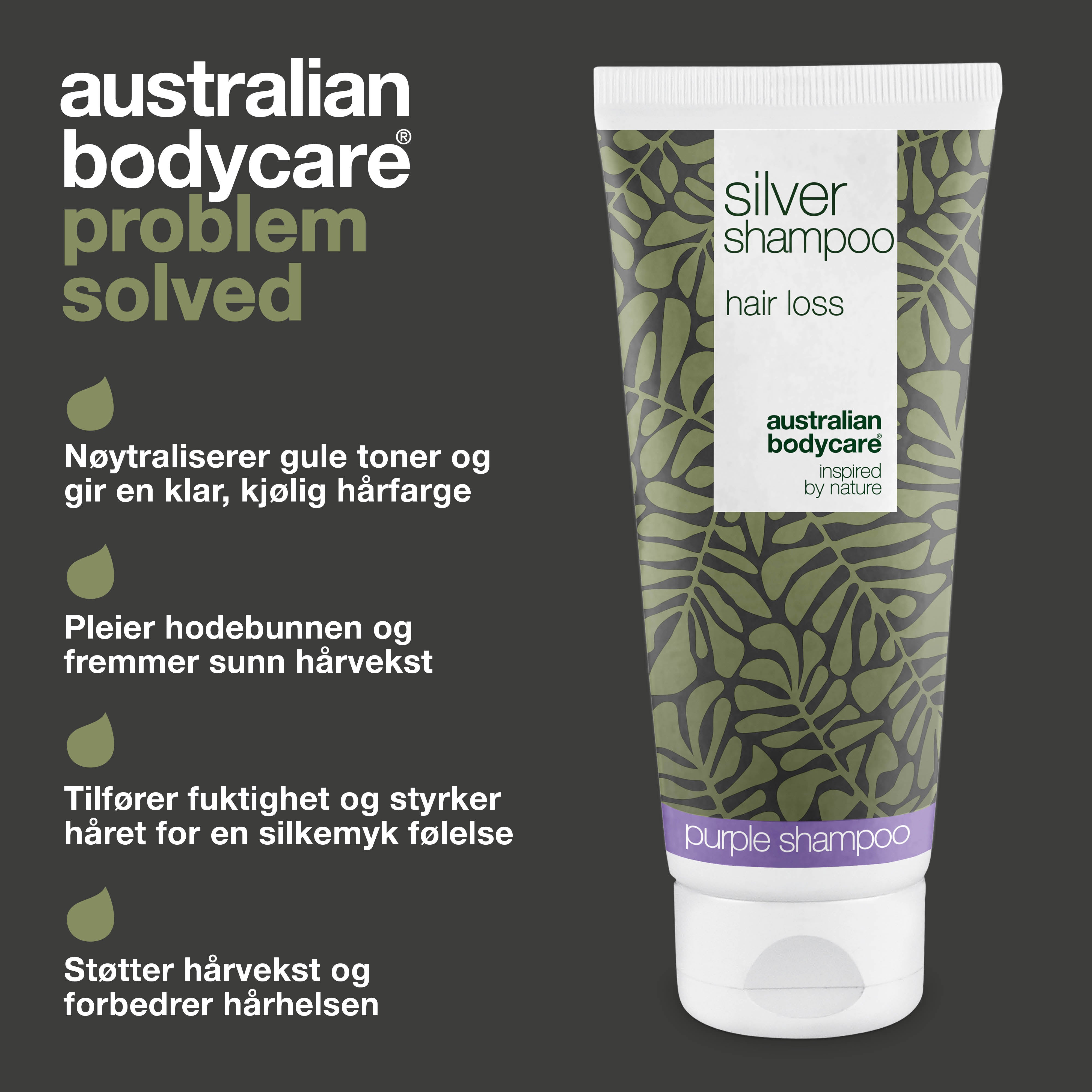 Silver Shampoo – Støtter sund hårvækst og fjerner gule skær — Neutraliser gule toner med Silver Shampoo. Styrker håret og fremmer en sund hovedbund. Ideel til blondt og gråt hår.