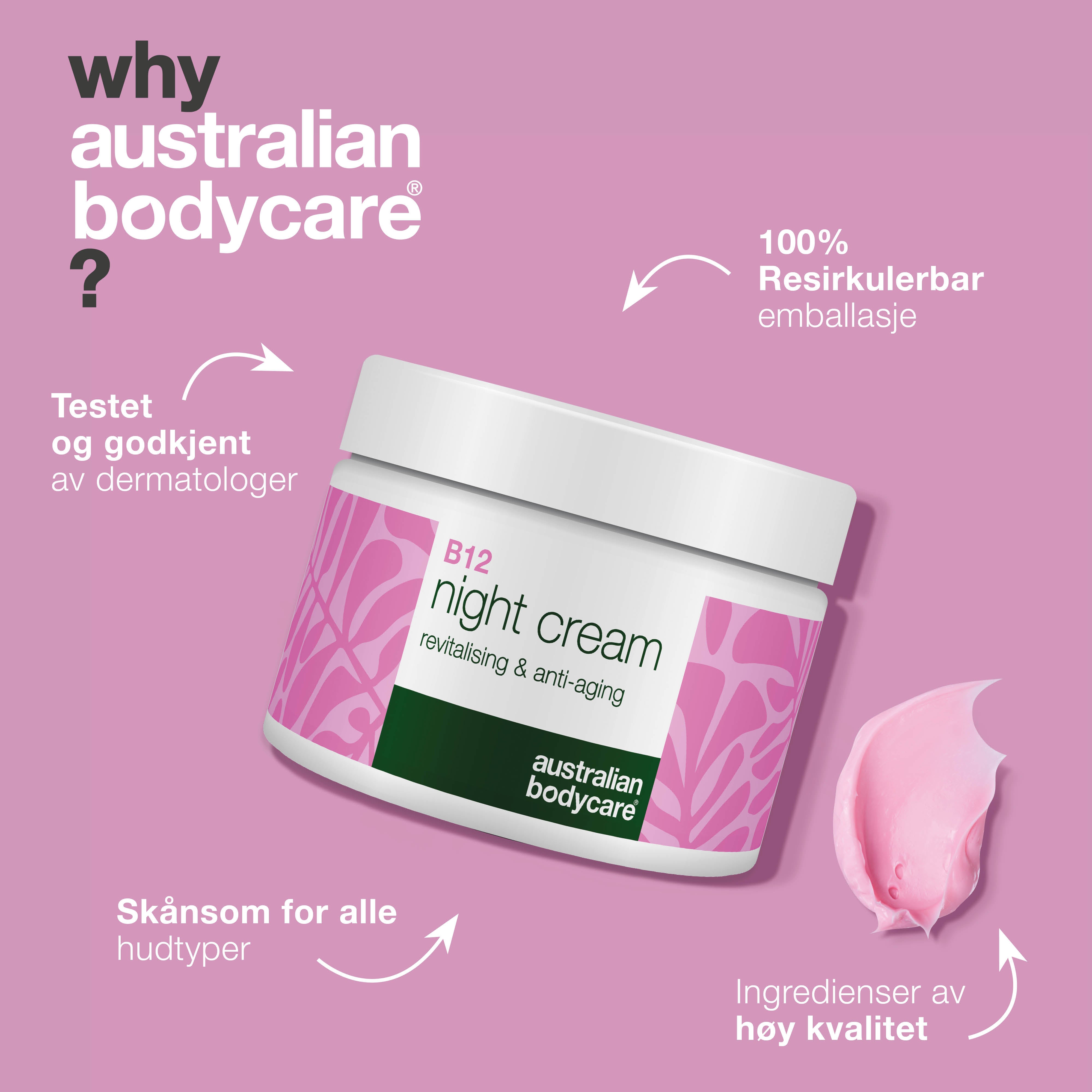 B12 Natcreme – Næring og Anti-Age til Blød og Strålende Hud — B12 Natcreme fugter, opstrammer og fornyer huden med naturlig glød.