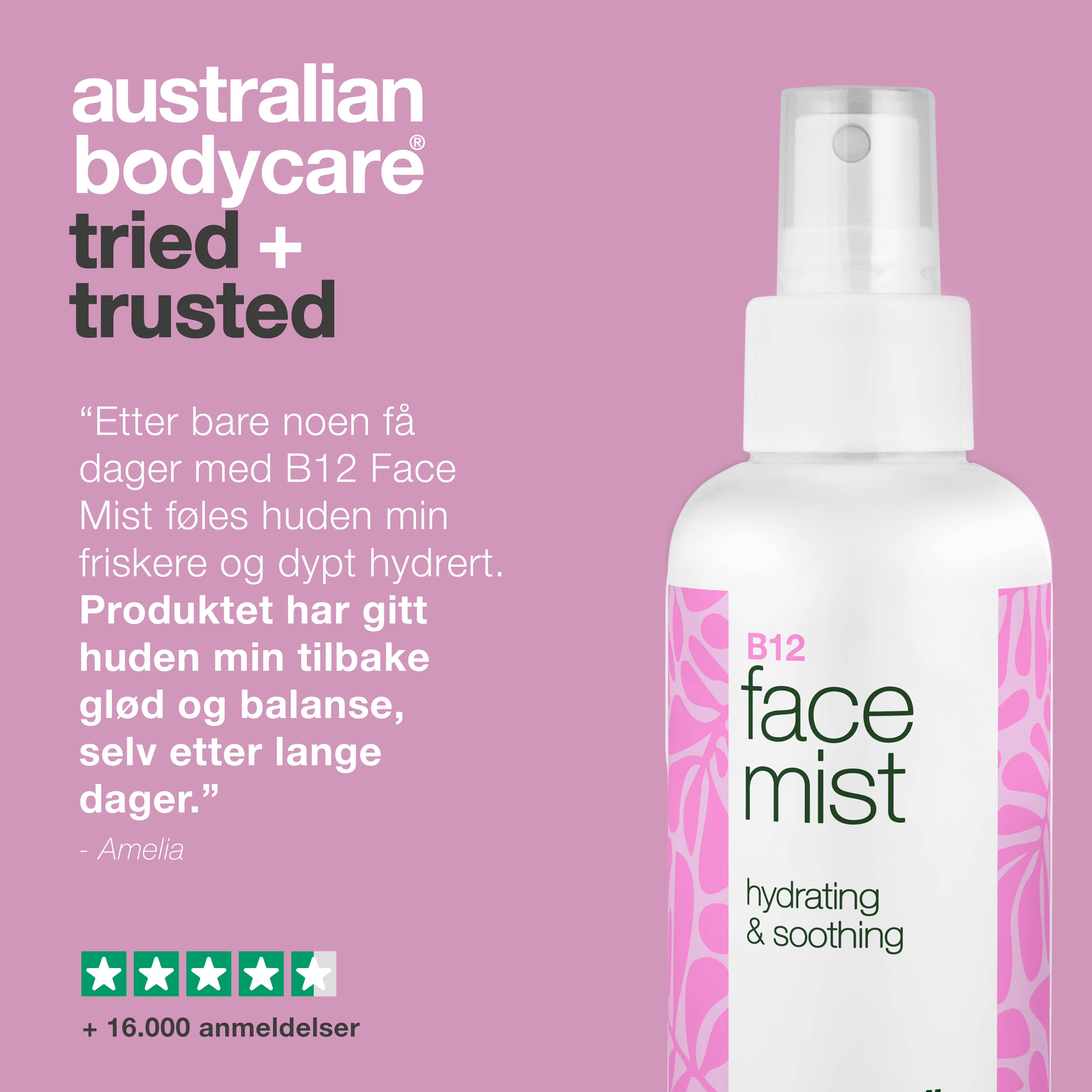 B12 Face Mist – Fugtgivende Spray for Frisk og Strålende Hud — B12 Face Mist giver huden fugt og friskhed. Perfekt til daglig brug eller som hurtig opfriskning i løbet af dagen.